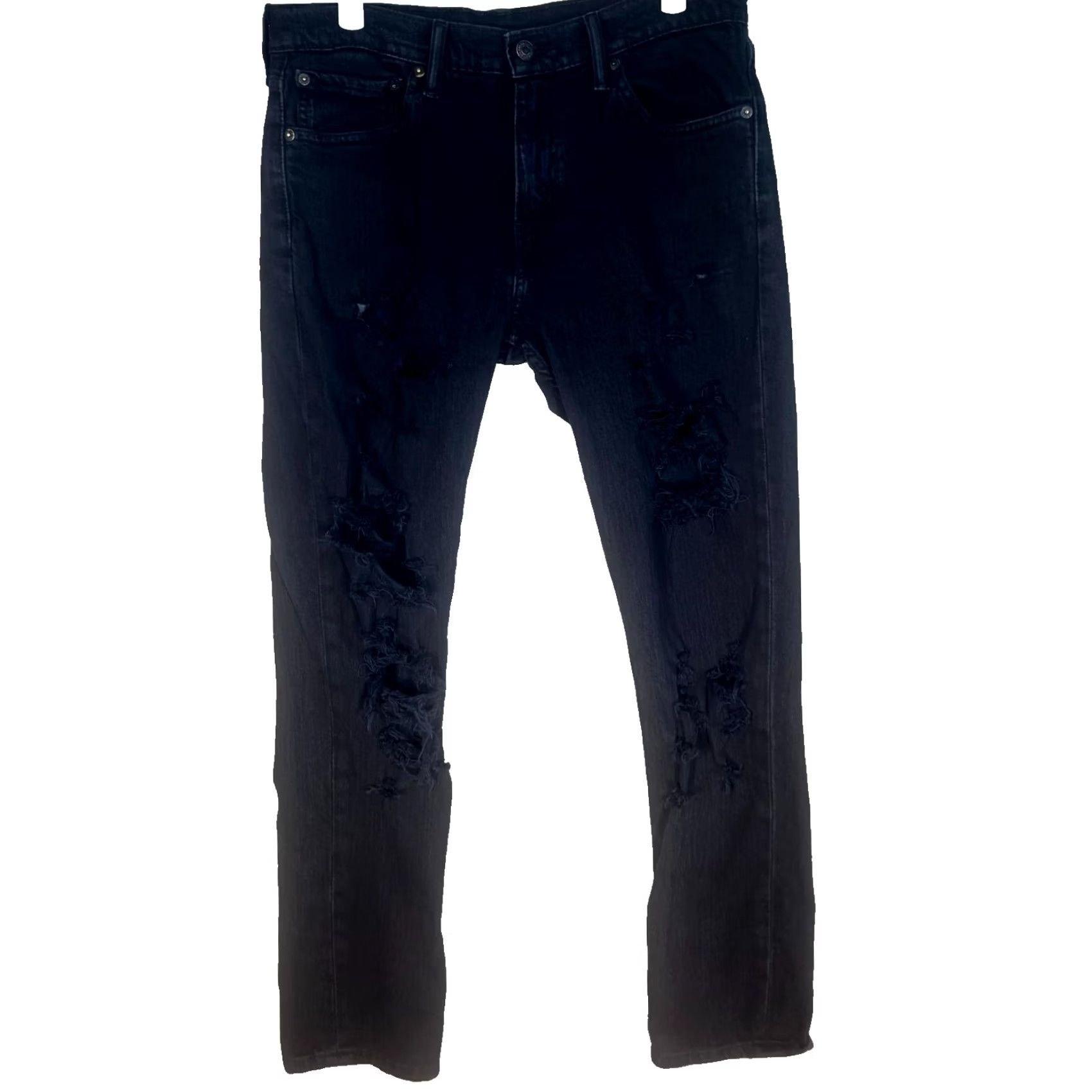 Levi's VINTAGE Levi’s 511 Slim Fit Jeans 32x30 Black Distressed Denim Stretch Jeans Men Size US 32 / EU 48 - 2 Thumbnail