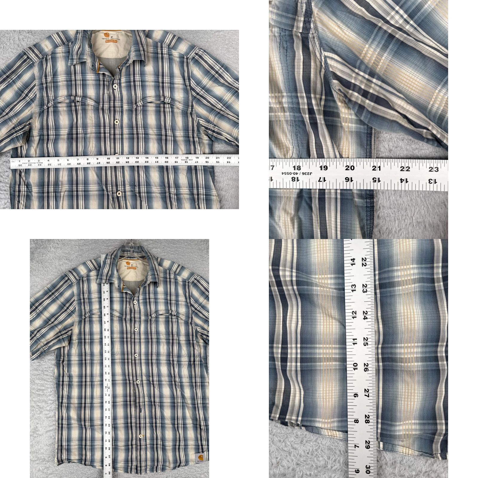 Carhartt Carhartt Shirt Men M Blue Plaid Cotton Button Up Short Sleeve Vented Casual Workwear All Seasons Pockets Button-Up Mens Regular Shirt Size US M / EU 48-50 / 2 - 8 Thumbnail