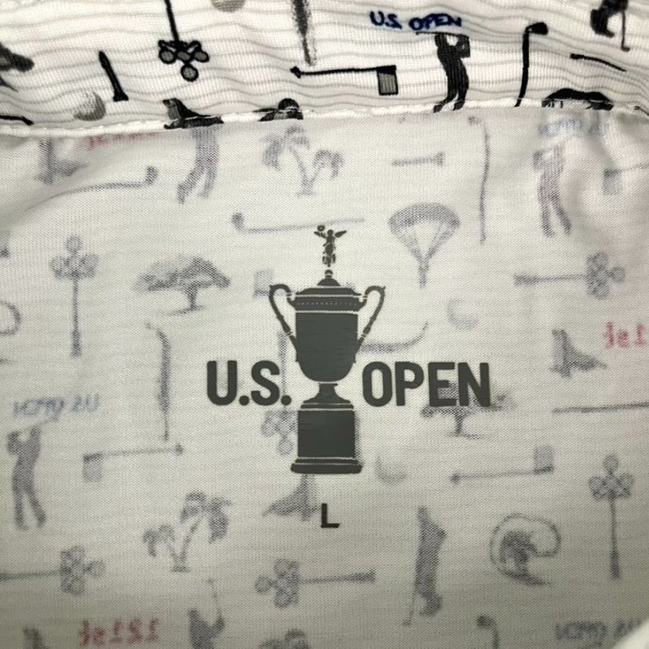 Vintage US OPEN Polo Shirt Men Large White Geometric 121st Torrey Pines Golf Performance Sport Logo Size US L / EU 52-54 / 3 - 3 Thumbnail
