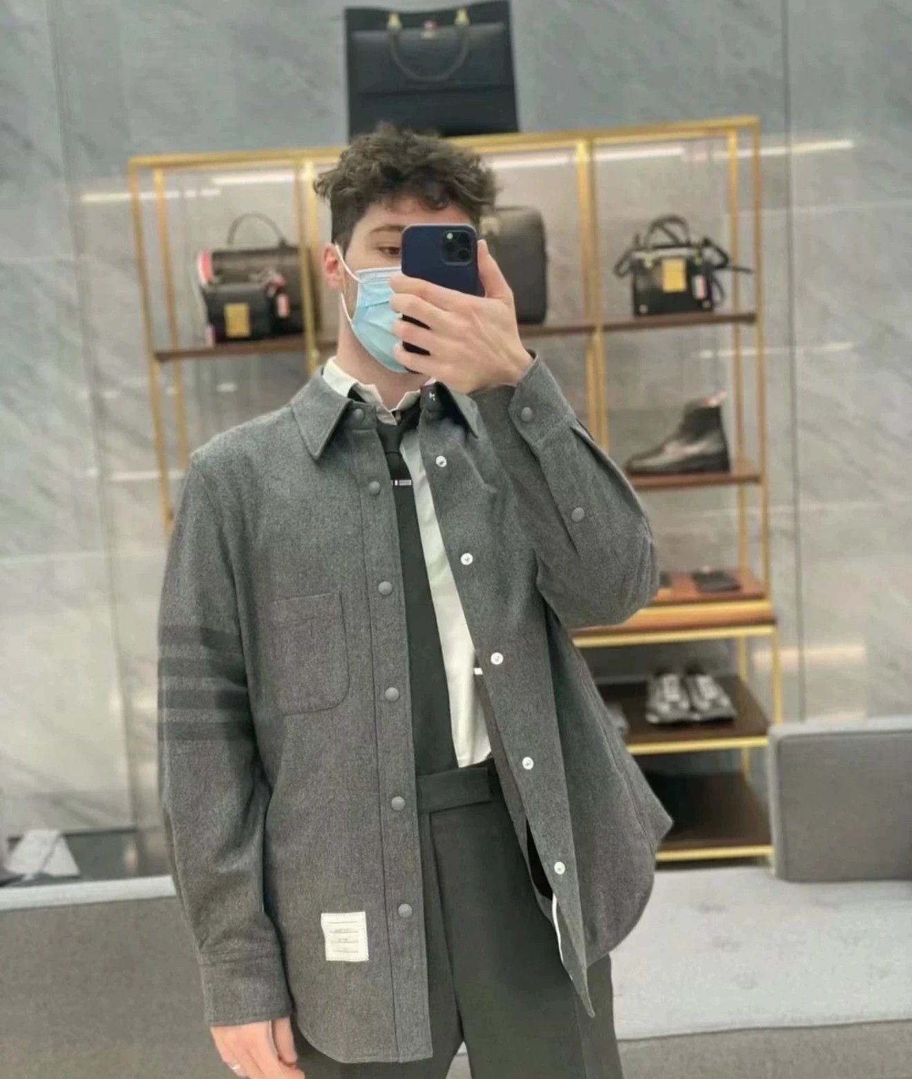 Thom Browne Thom Browne Men's Charcoal 4-Bar Wool Flannel Jacket Size US S / EU 44-46 / 1 - 8 Thumbnail