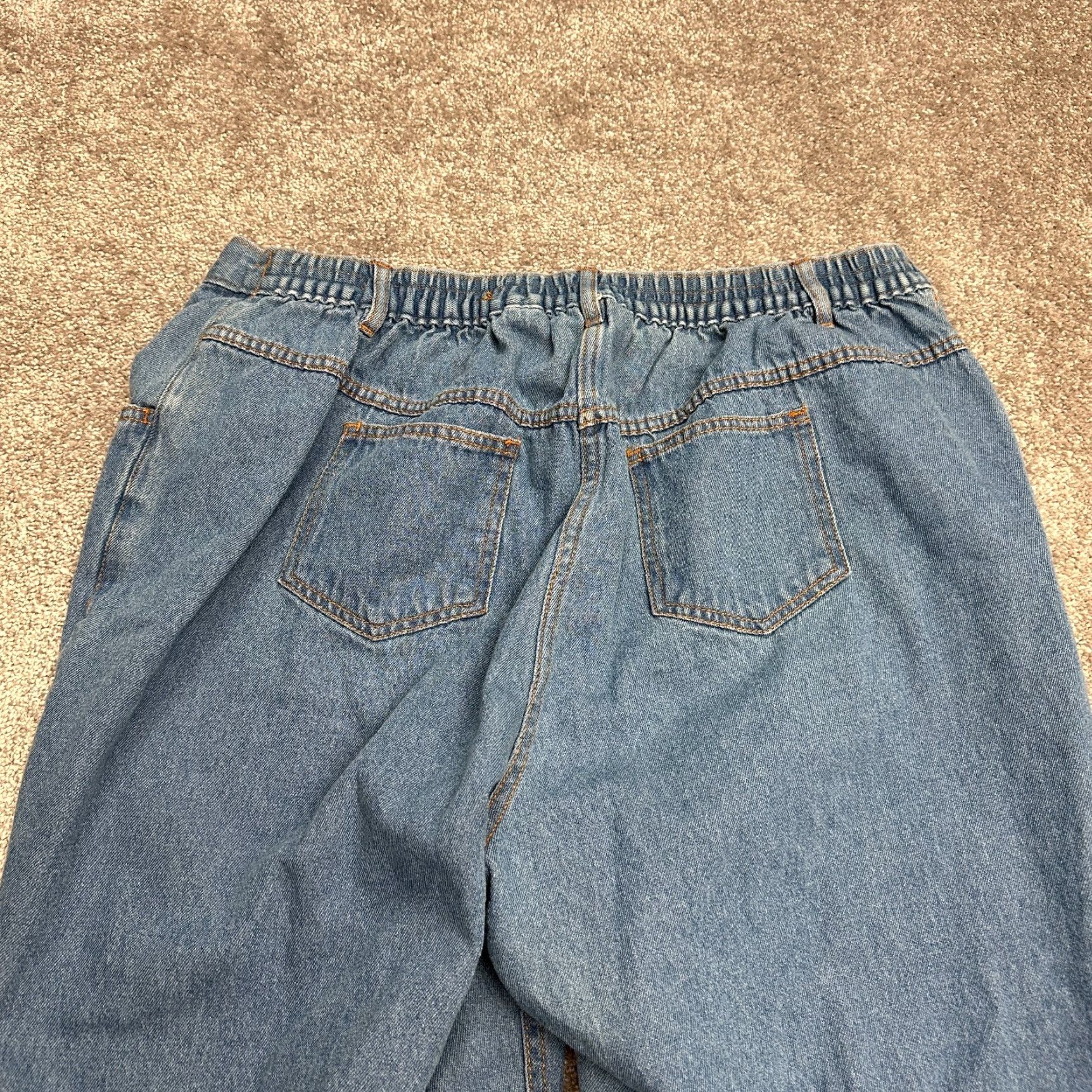 Vintage Woman Within Plus Size 22W Classic Fit Wide-Leg Denim Jeans Blue Elastic Waist 5-Pocket Casual Size 40" / US 18 - 3 Thumbnail