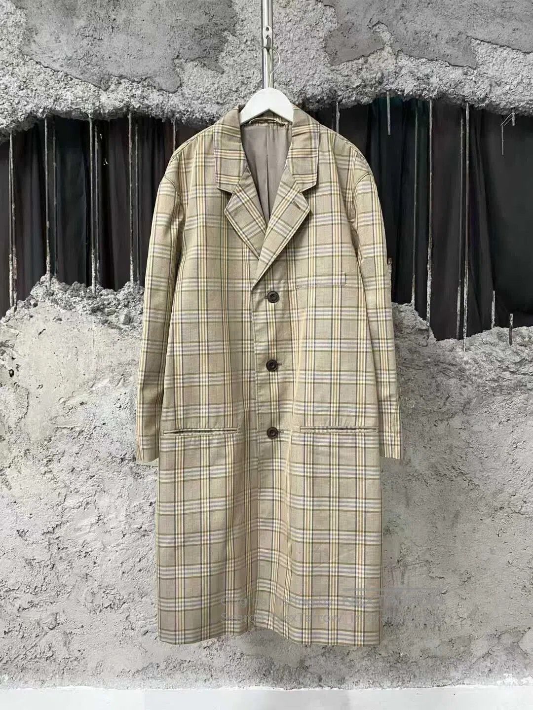 Lemaire Plaid Overcoat in Size Small.