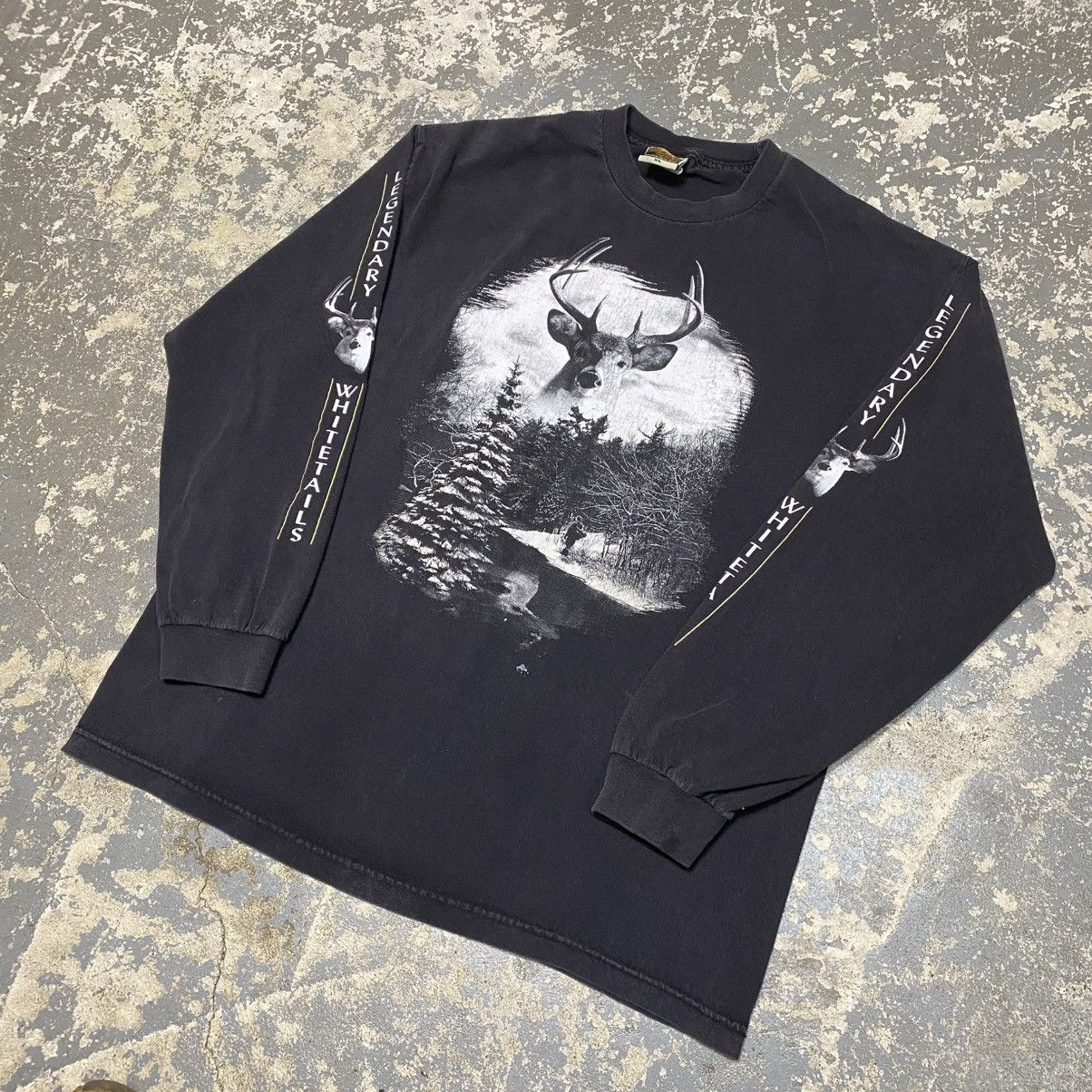 Japanese Brand × Vintage Vintage Deer Outdoor Black Long Sleeve Tshirt Size US XL / EU 56 / 4 - 2 Thumbnail