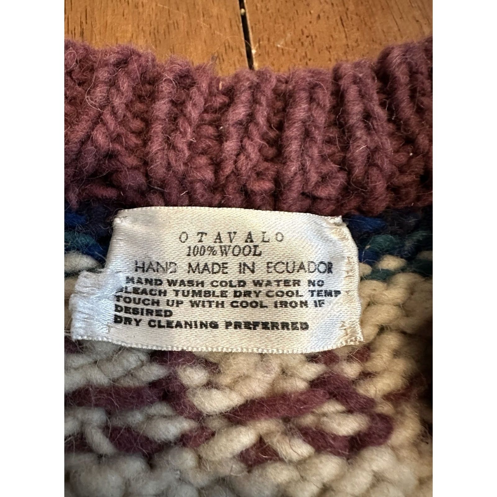 Vintage Otavalo Cardigan Sweater Womens Large Wool Button Up Hand Knit Ecuador Chunky Size L / US 10 / IT 46 - 5 Thumbnail