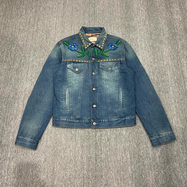 Gucci Gucci Denim Jacket with Floral Embroidery Size US XL / EU 56 / 4 - 1 Thumbnail