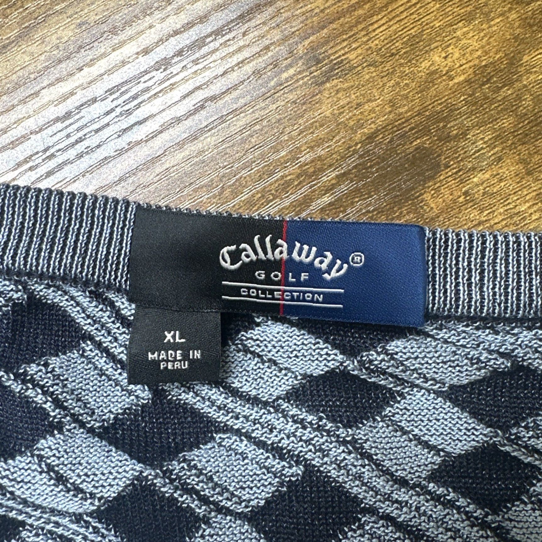 Callaway CALLAWAY Vneck Sweater Mens XL Black Gray Golf Collection Vintage Argyle Pima Cotton Pullover Size US XL / EU 56 / 4 - 5 Thumbnail