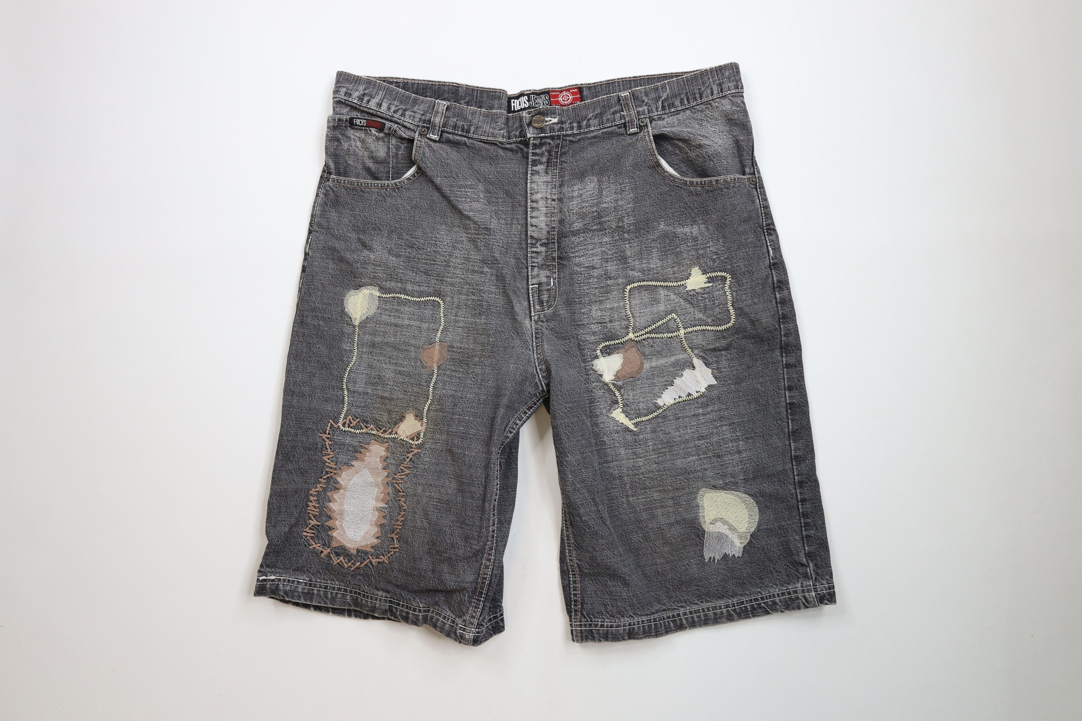 Vintage Vintage 90s Y2K Streetwear Patchwork Denim Jean Shorts Jorts Size US 38 / EU 54 - 1 Thumbnail