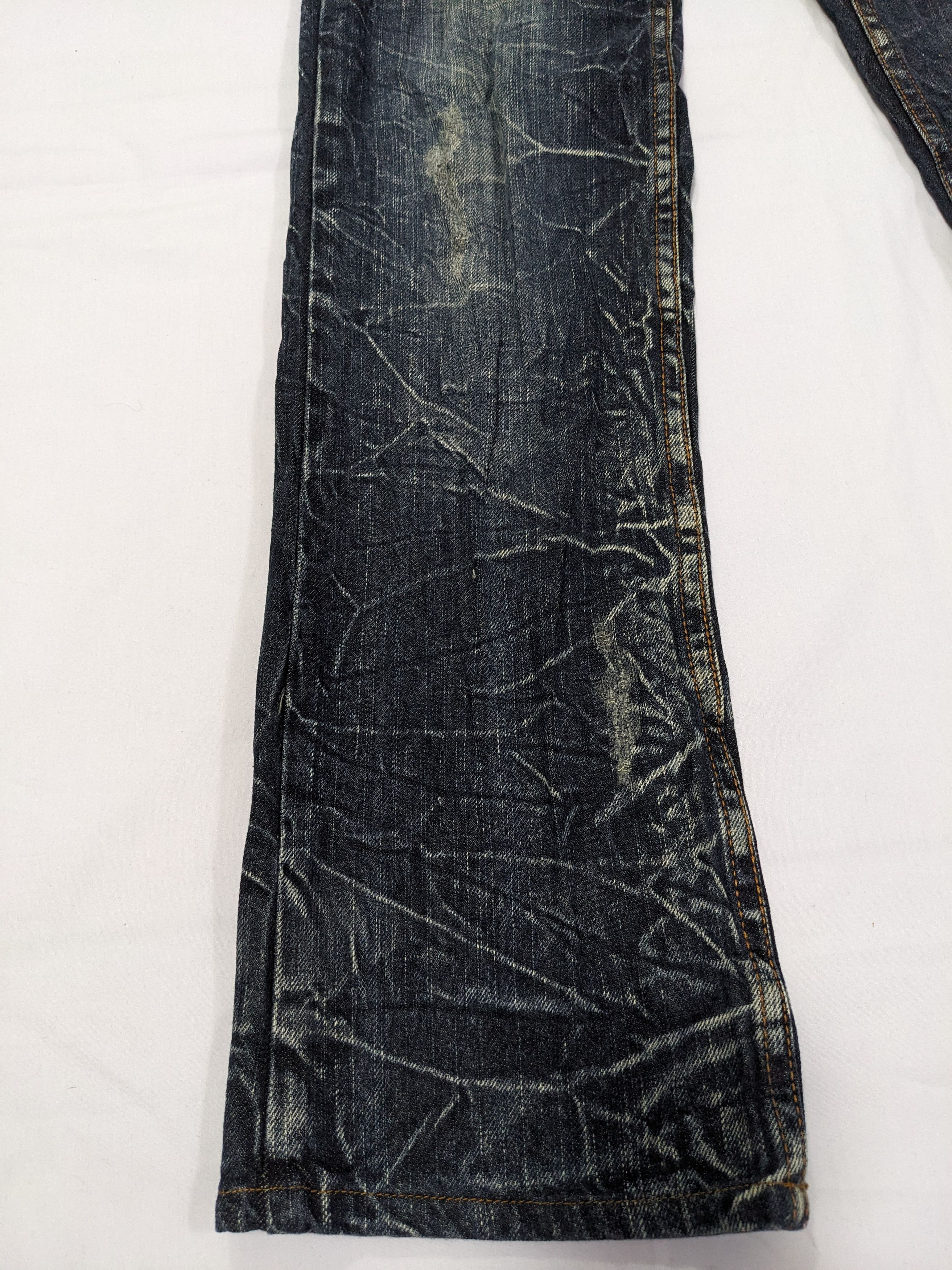 If Six Was Nine × Japanese Brand Unbrand Crazy Faded Pattern Washed Crease Denim Pants Size US 34 / EU 50 - 4 Thumbnail