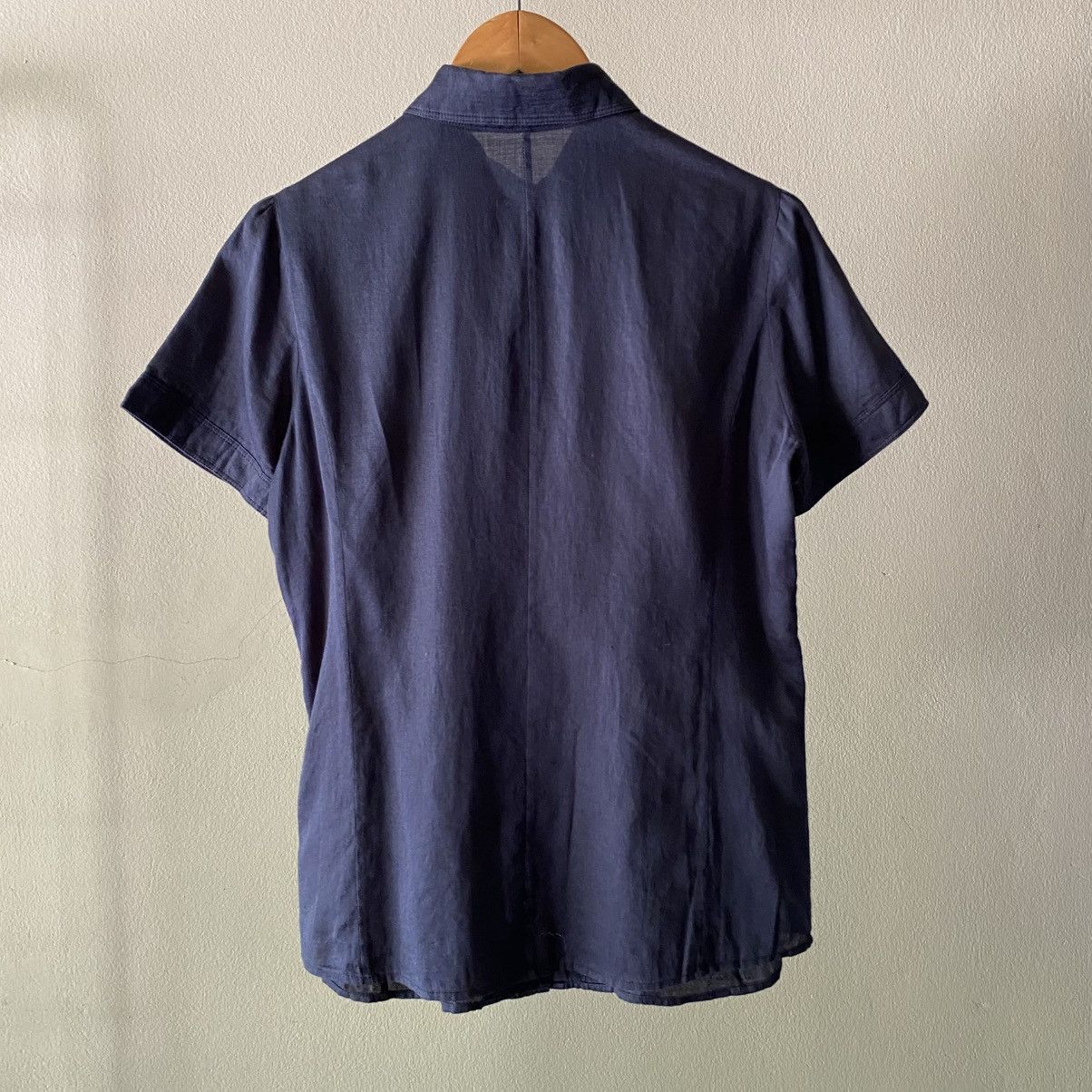 Burberry BURBERRY Soft Navy Pleated Blouse Size S / US 4 / IT 40 - 3 Thumbnail