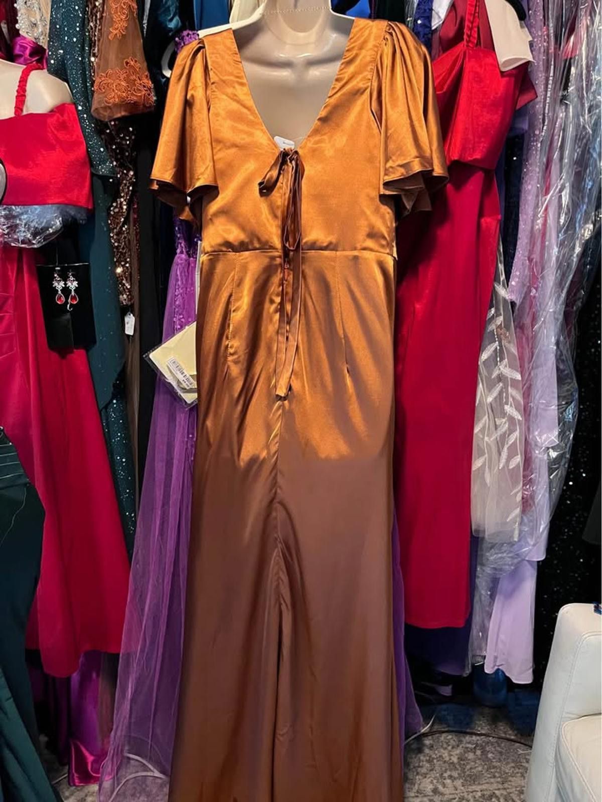 Other Dark gold/ copper colored Sz 10 satin gown Size XL / US 12-14 / IT 48-50 - 4 Thumbnail