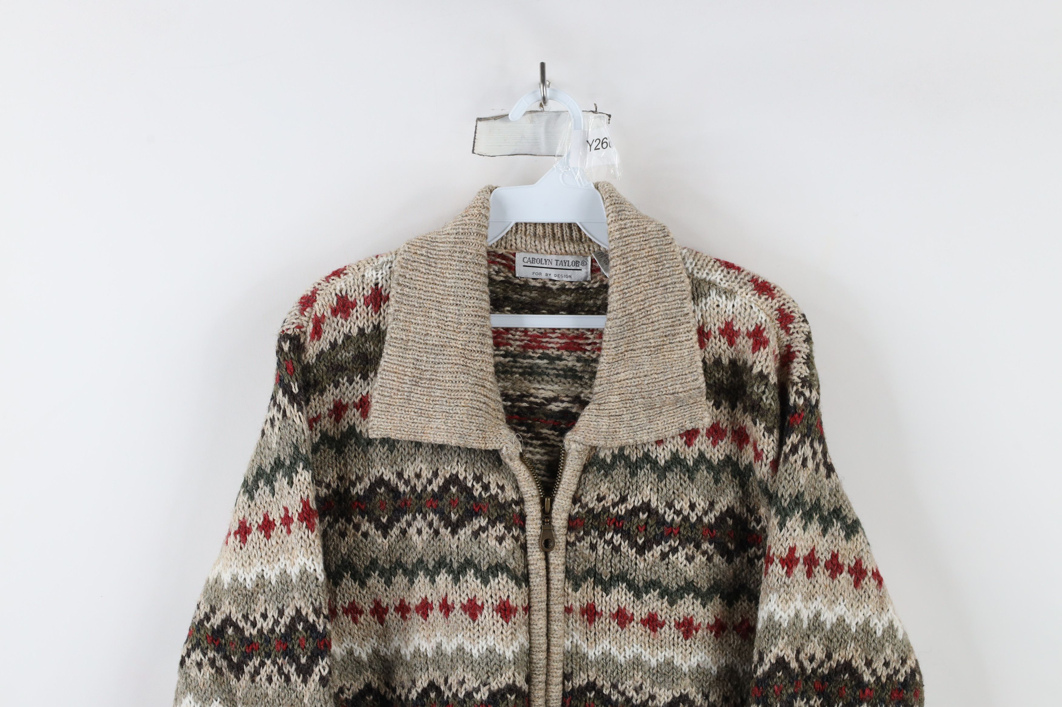 Vintage Vintage 90s Streetwear Fair Isle Knit Zip Cardigan Sweater Size L / US 10 / IT 46 - 2 Thumbnail