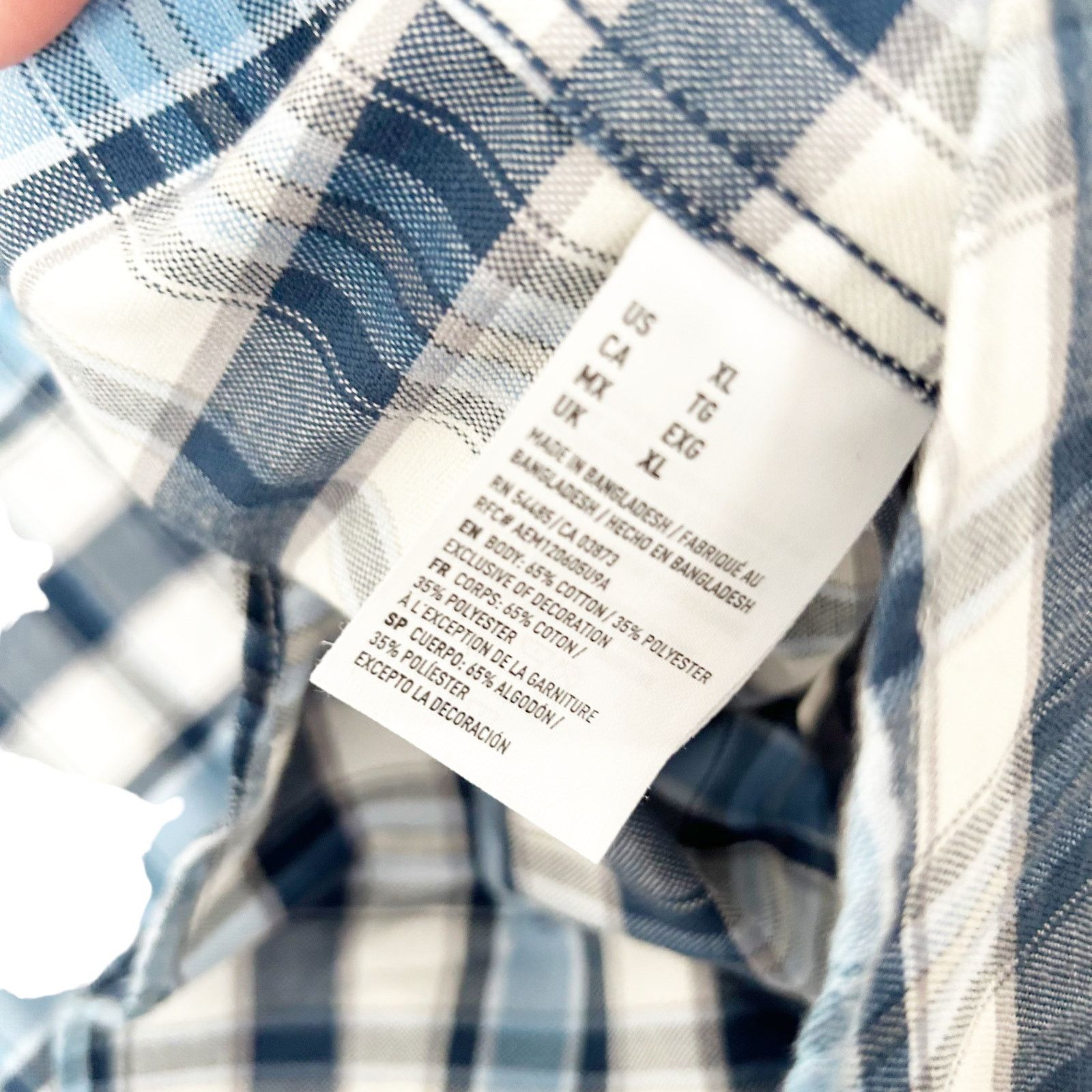 American Eagle Outfitters American Eagle Blue White Plaid Long Sleeve Button Down XL Size US XL / EU 56 / 4 - 4 Thumbnail