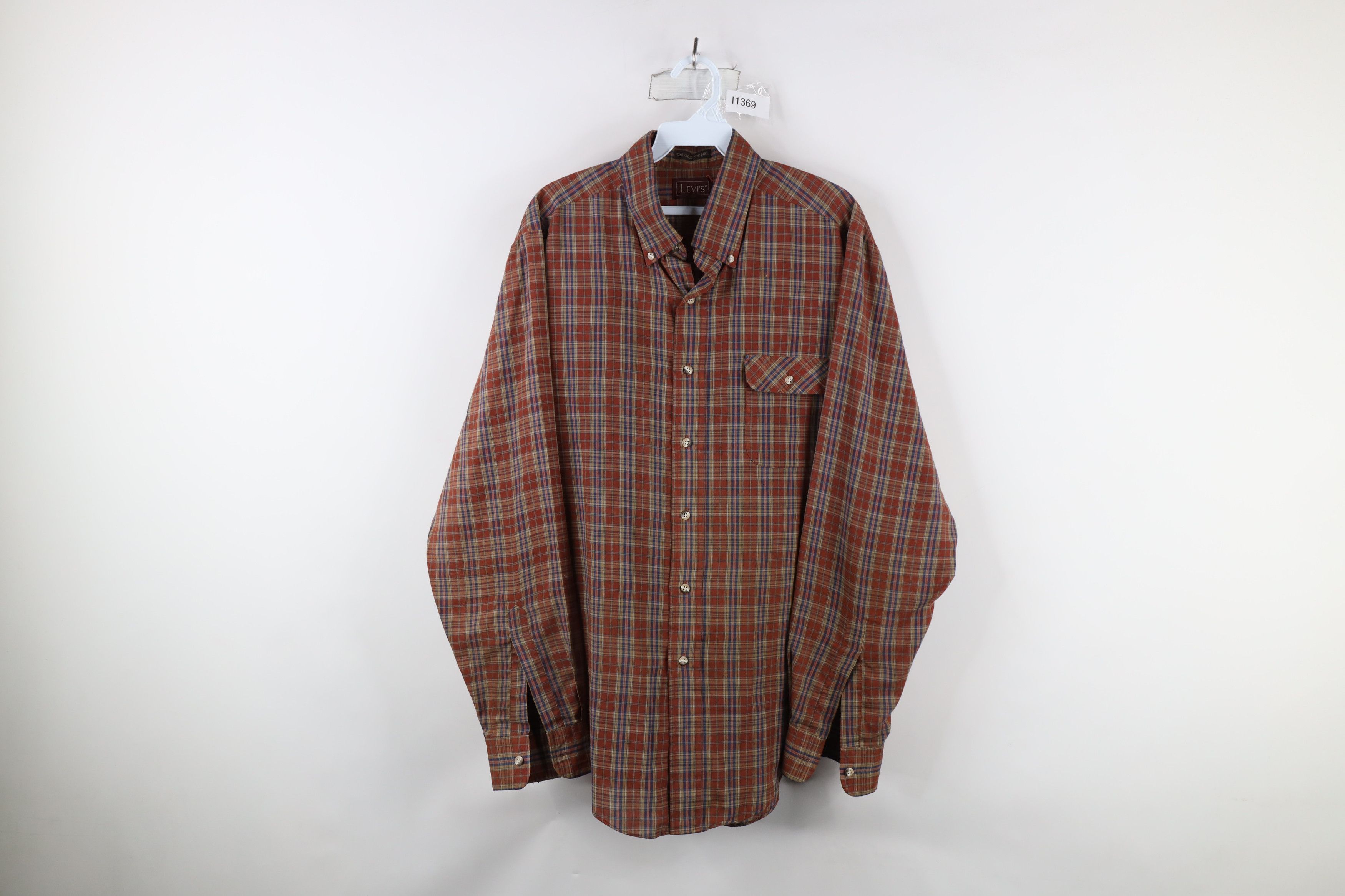 Levi's × Vintage Vintage 80s Levis Fit Collared Button Down Shirt Plaid Size US XL / EU 56 / 4 - 1 Thumbnail