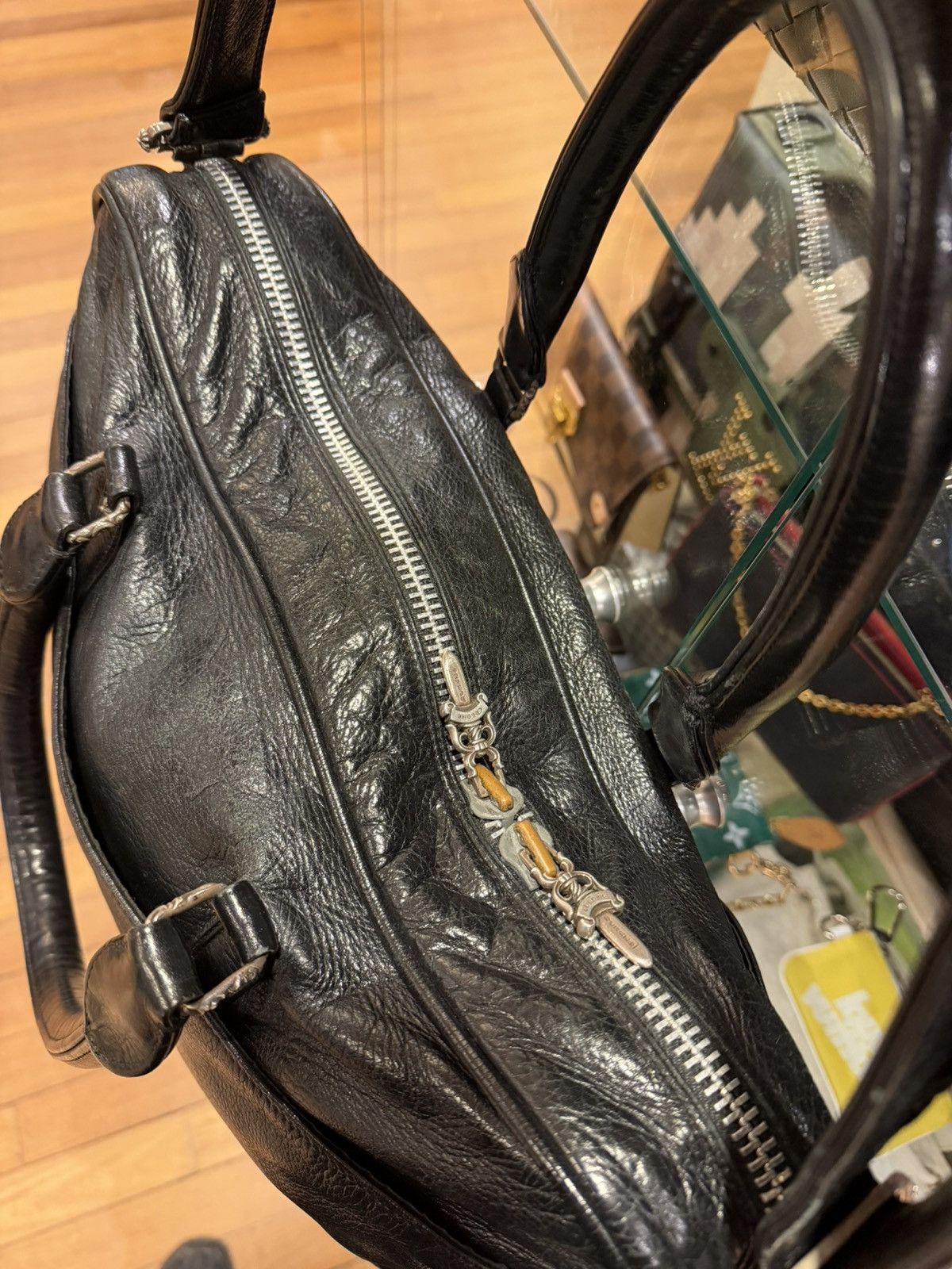 Chrome Hearts Chrome Hearts Black Leather Messenger Laptop Bag Size ONE SIZE - 9 Thumbnail