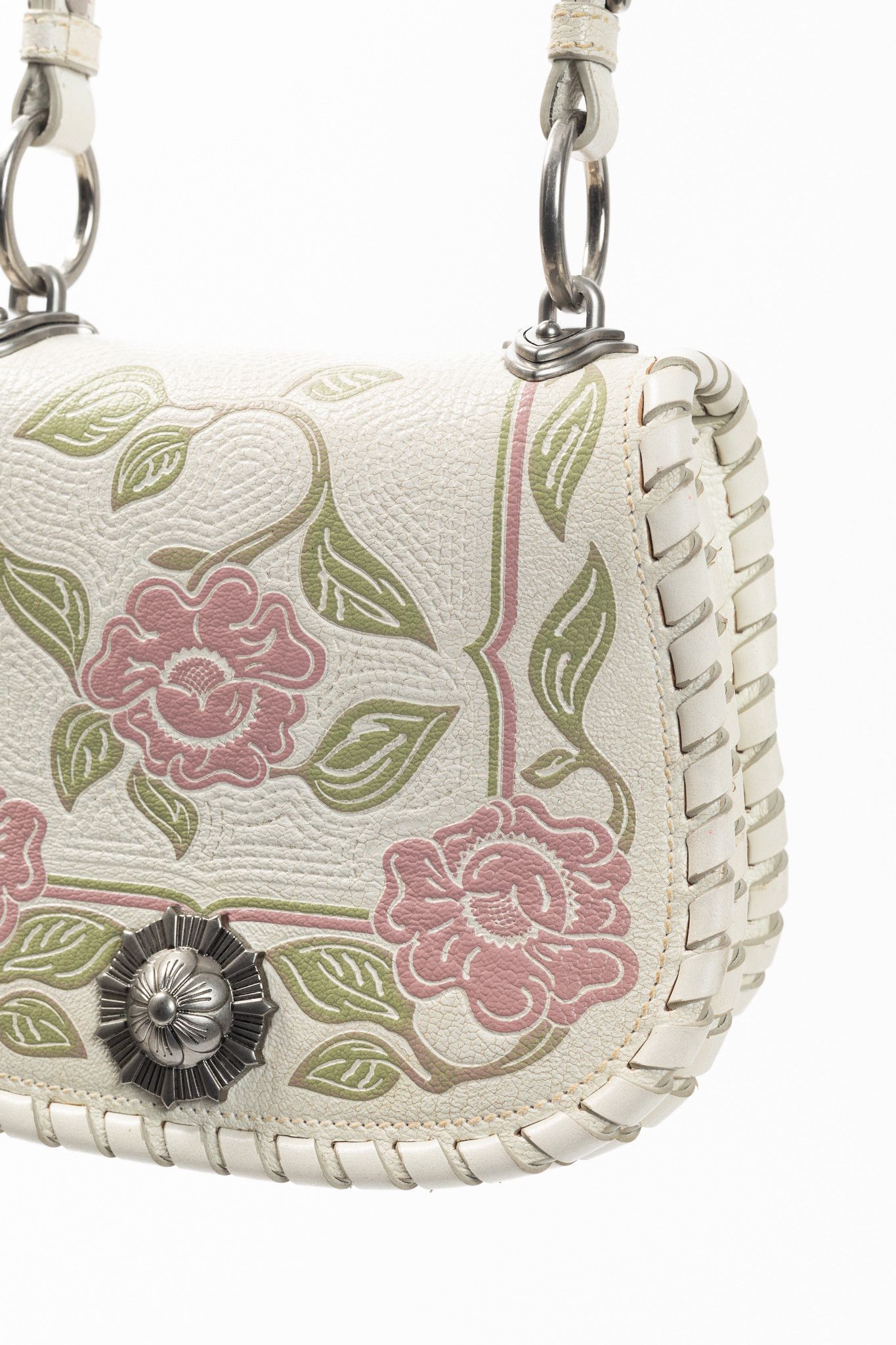 Miu Miu Miu Miu Madras Flora Leather Whipstitch Flap Crossbody Size ONE SIZE - 8 Thumbnail
