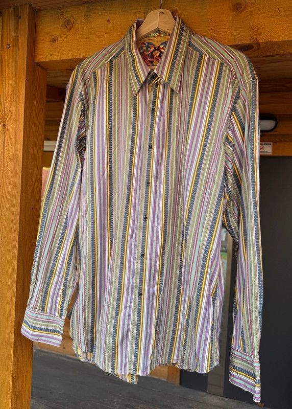 Robert Graham Colorful Men’s Striped Shirt Cotton and Silk Robert Graham Size US L / EU 52-54 / 3 - 6 Thumbnail