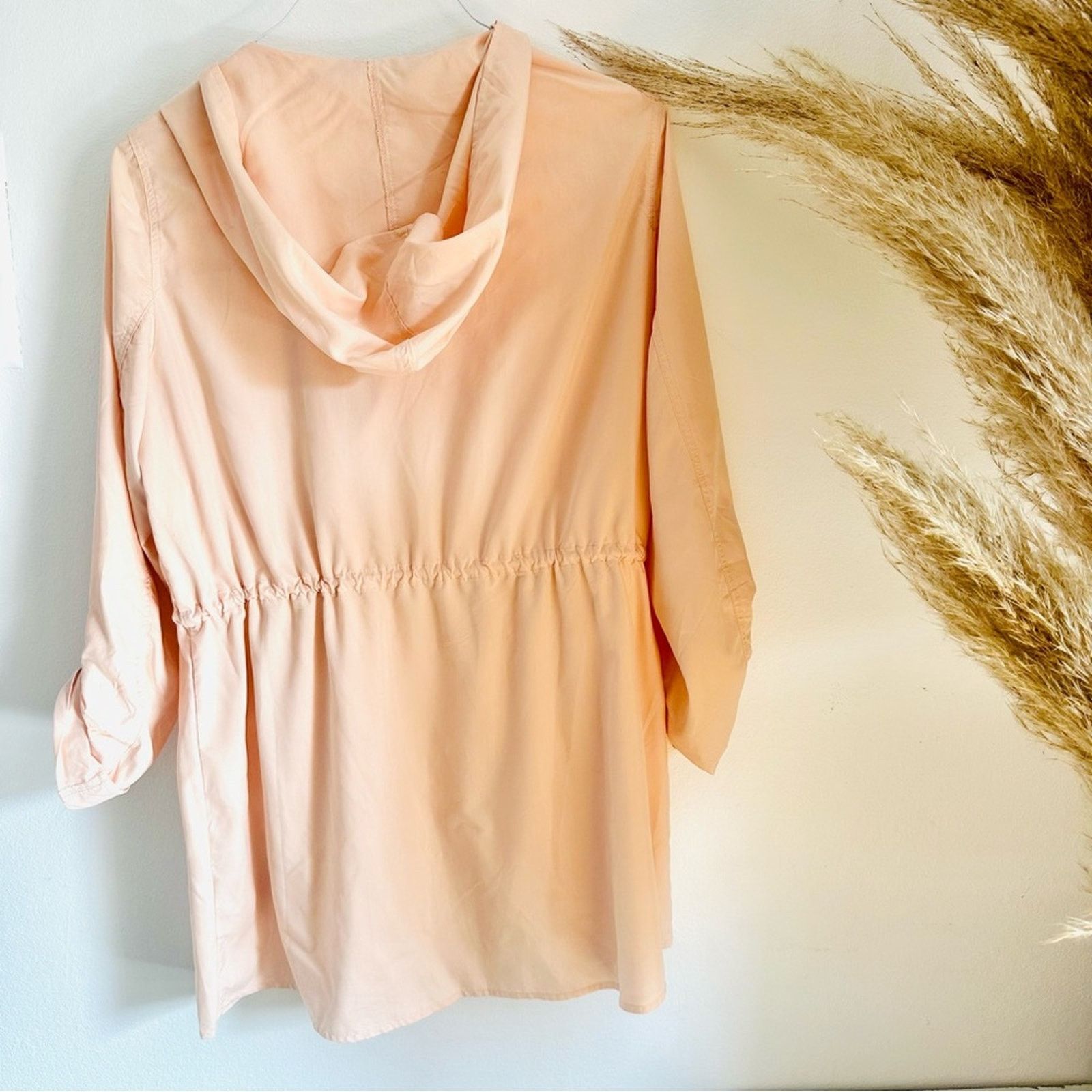 Forever 21 FOREVER 21 Peach Pink Zipper Light Anorak Trench Coat Jacket Size L / US 10 / IT 46 - 10 Thumbnail