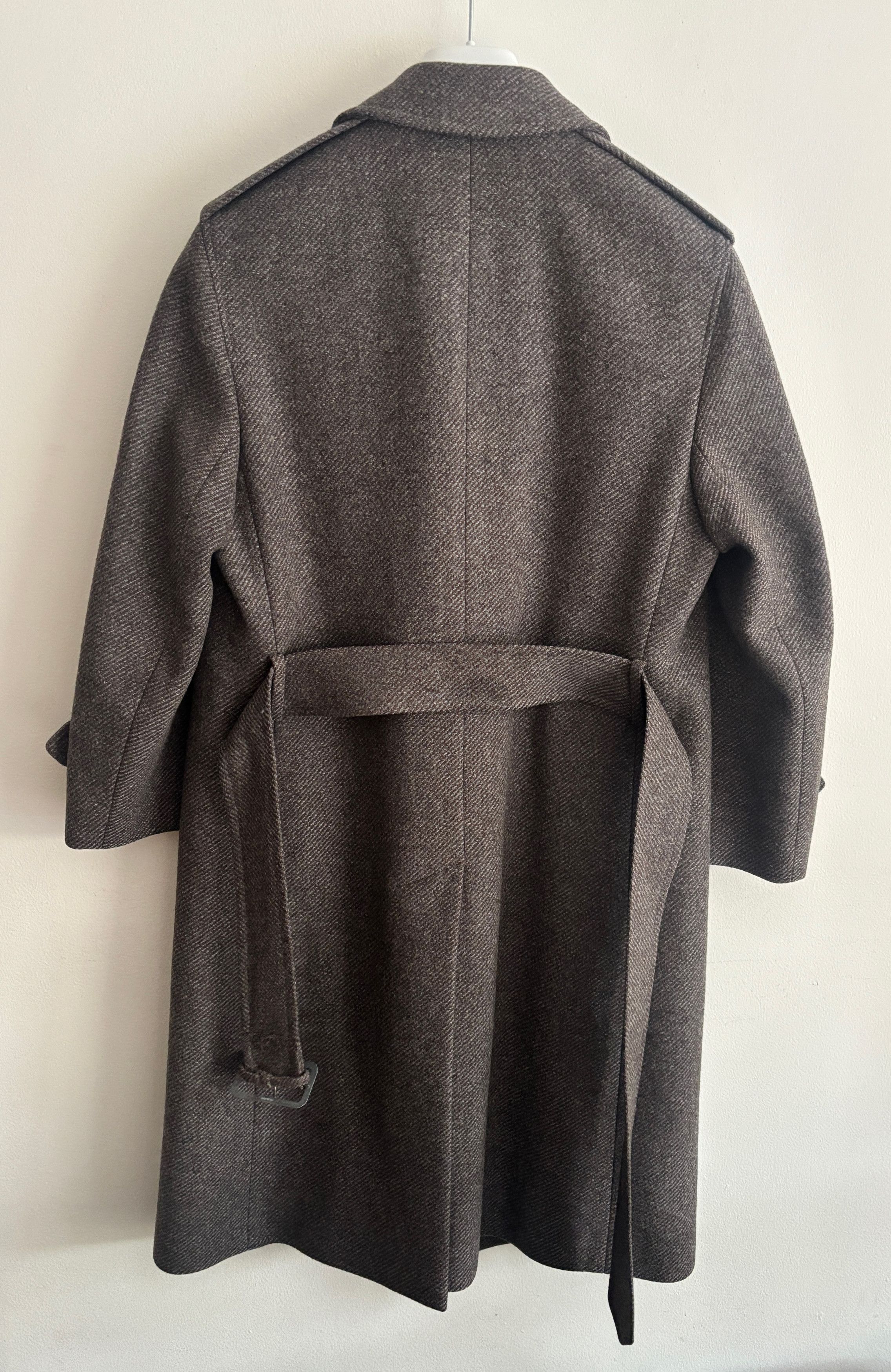 Aquascutum Grey Brown Belted Wool Tweed Overcoat --36-38 Short/ Small Size US S / EU 44-46 / 1 - 9 Thumbnail