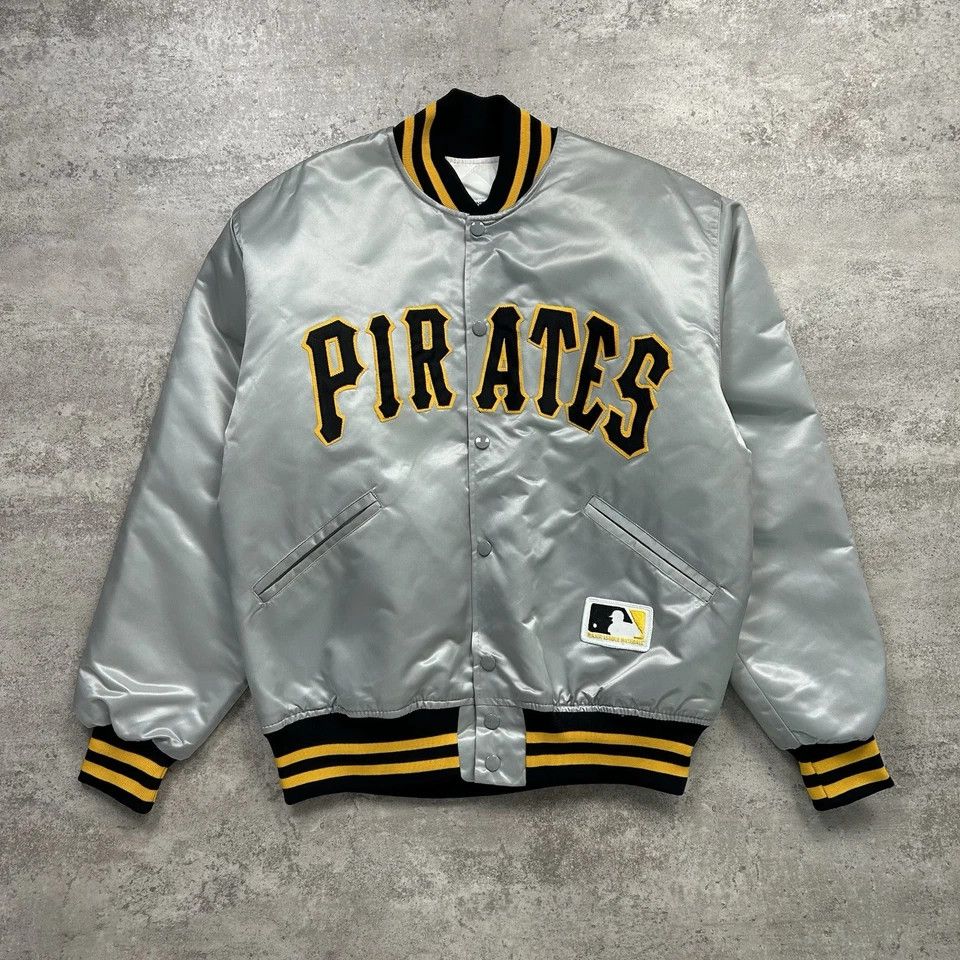 PITTSBURGH PIRATES FELCO SATIN BOMBER JACKET SILVER