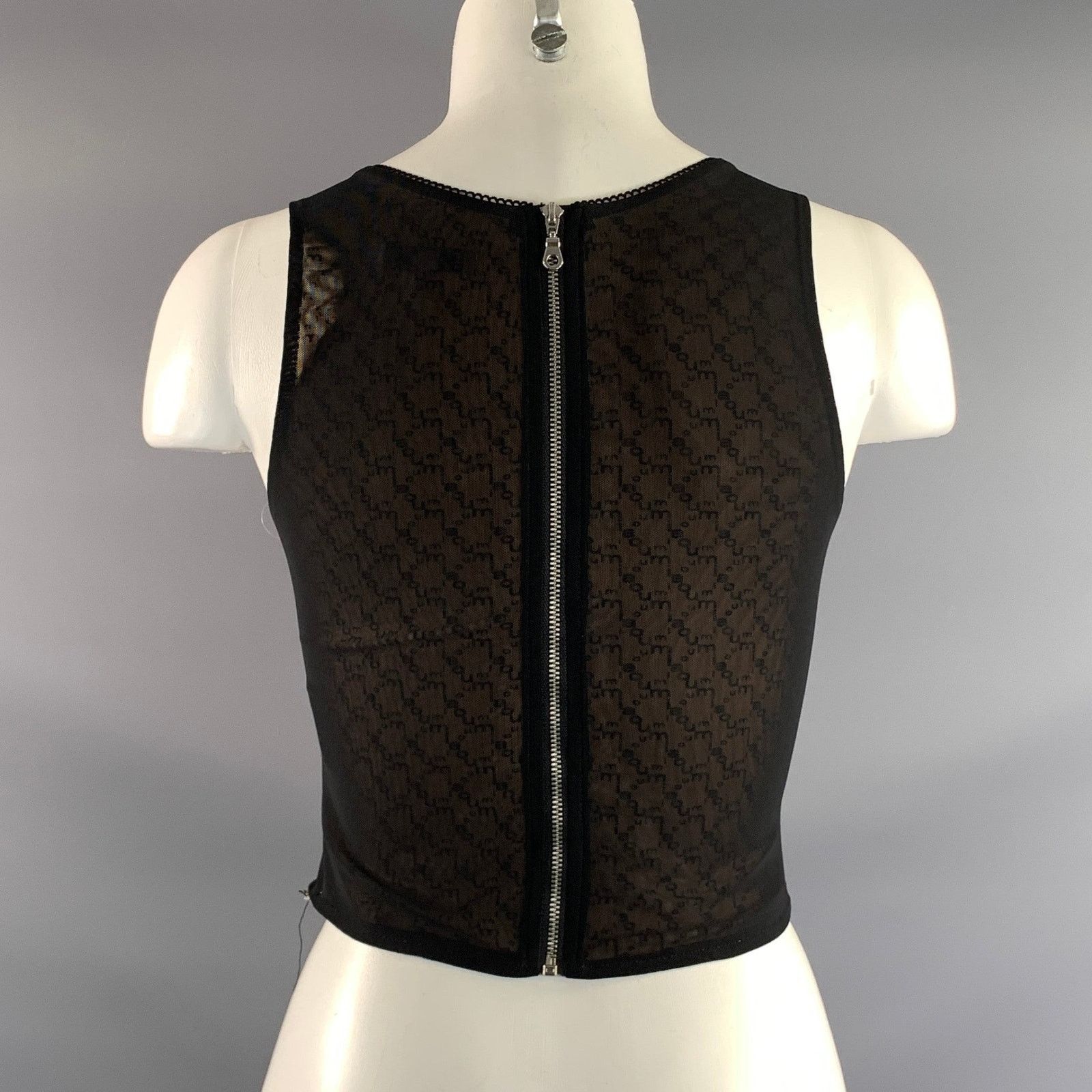 Miaou Size S Black Tan Polyester Monogram Bustier Dress Top, Women's — image 3 of 6
