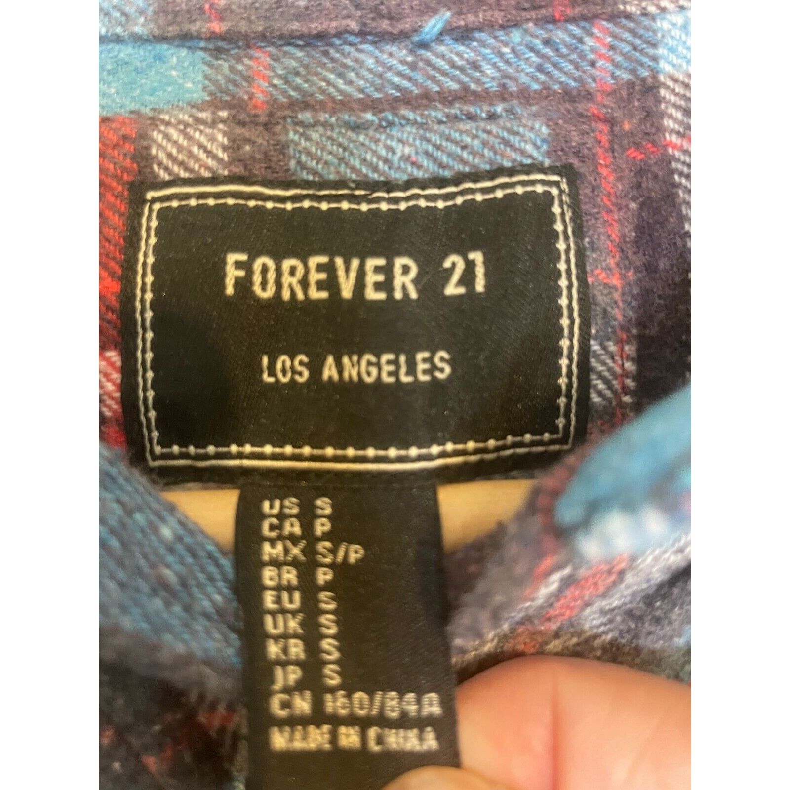 Forever 21 Upcycled Maroon 5 Band Rework Blue Gray Flannel Shirt Small Size S / US 4 / IT 40 - 3 Thumbnail