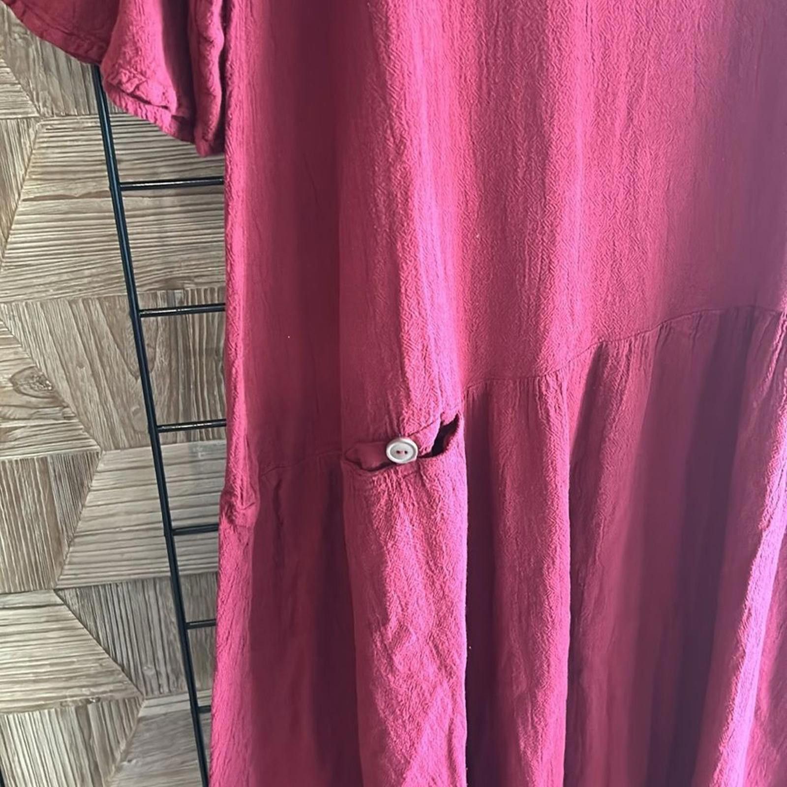 Designer NWT Womens Maxi Dress Sz M Burgundy Short Sleeve Kaftan Size M / US 6-8 / IT 42-44 - 4 Thumbnail