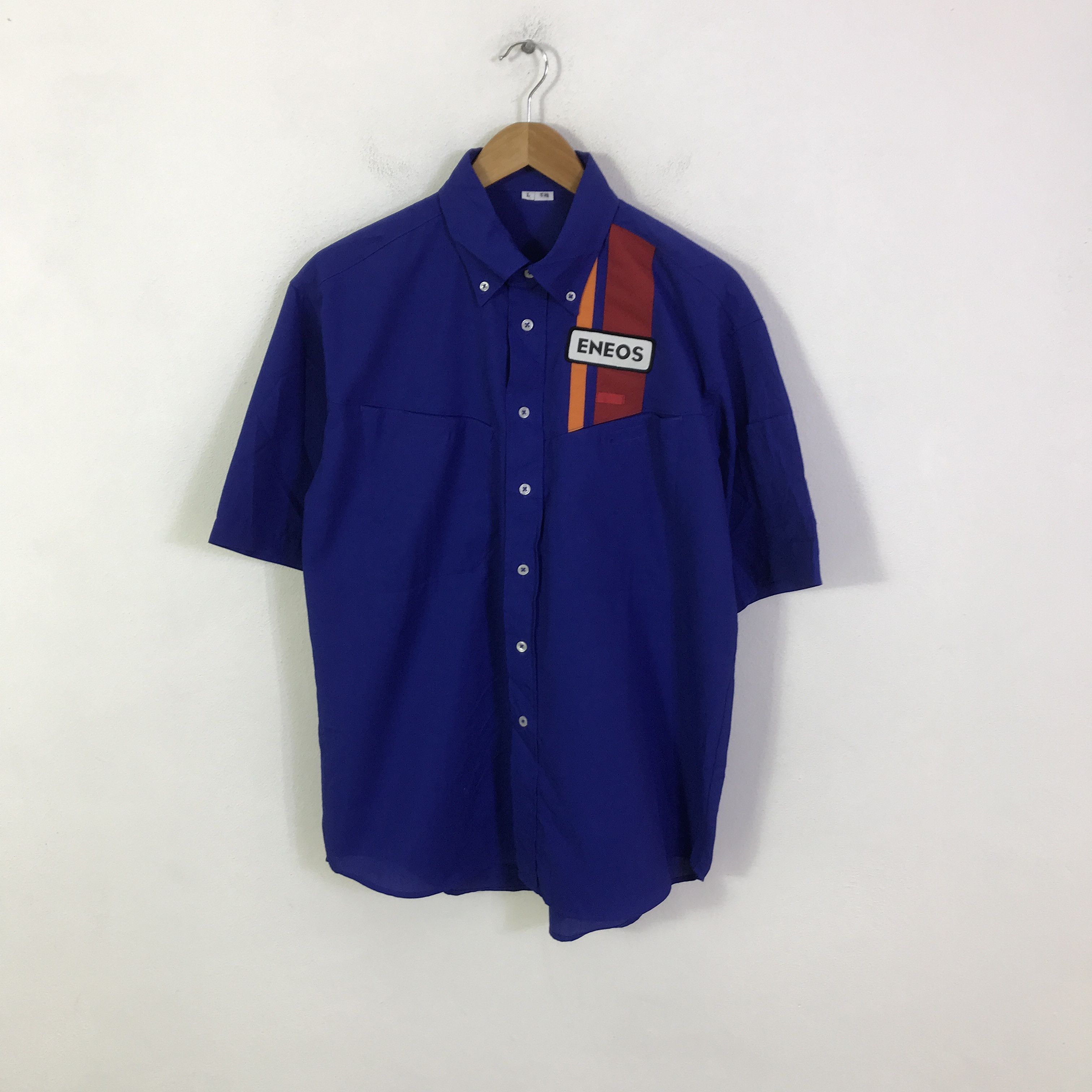 Japanese Brand eneos oil japan button up t-shirt K117B1 Size US L / EU 52-54 / 3 - 1 Thumbnail