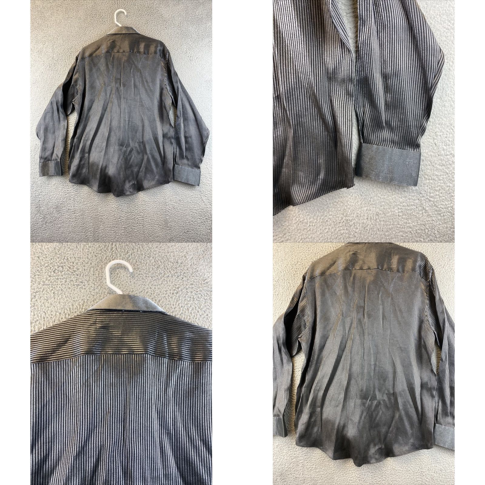 Vintage VINTAGE Carlo Pacini Shirt Mens 16.5 34/35 Metallic Silver Pleat Cuff French Cuff Spread 88-23 Size US L / EU 52-54 / 3 - 8 Thumbnail