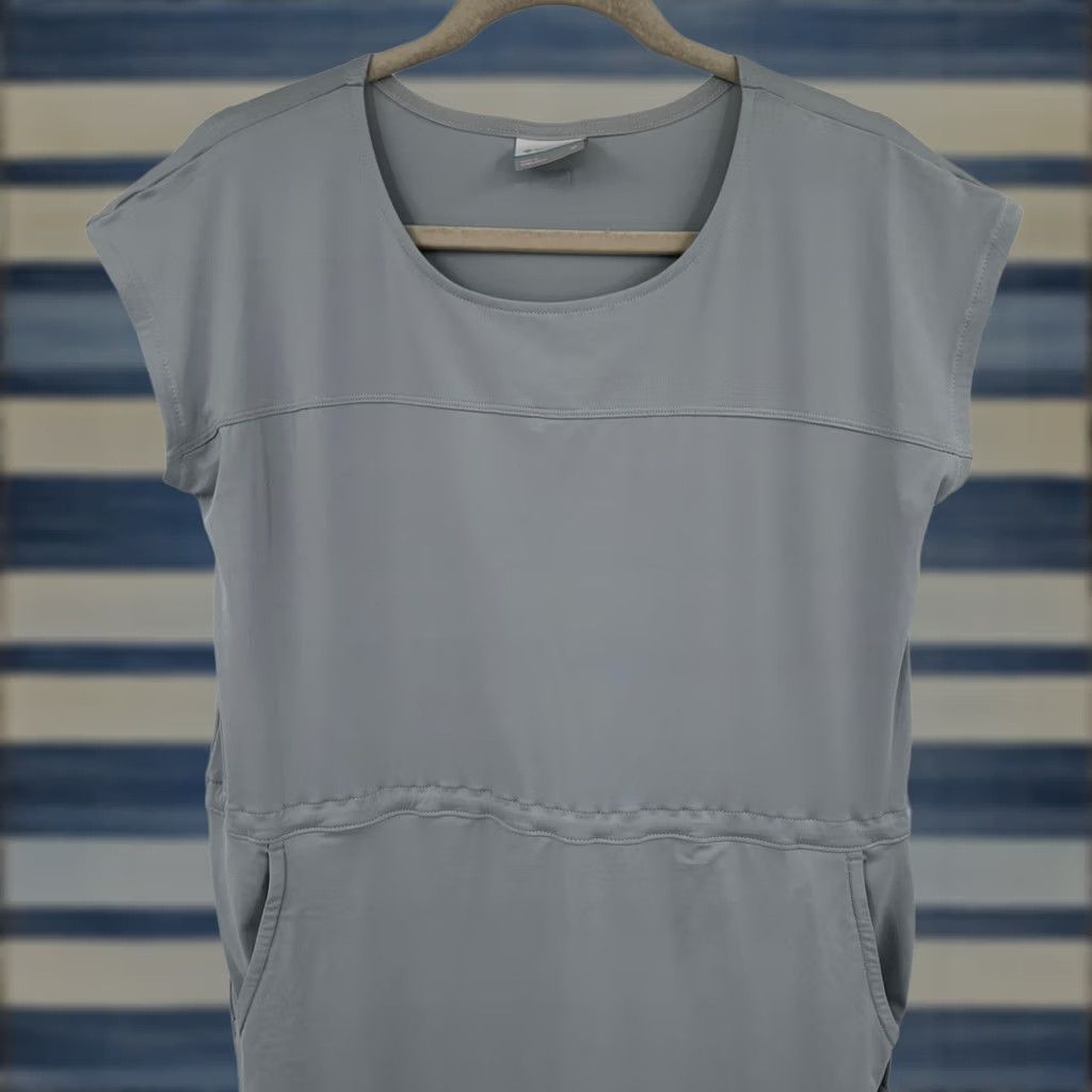 Vintage Columbia Activewear Dress Short Sleeve Pockets Adjustable Waist Medium Gray Women's Dress Casual Travel Size 32" / US 10 / IT 46 - 1 Thumbnail