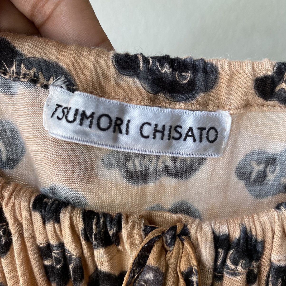 Tsumori Chisato Tsumori Chisato Beige Printed Dress Puff Sleeves Tie Neck Size XS / US 0-2 / IT 36-38 - 24 Thumbnail