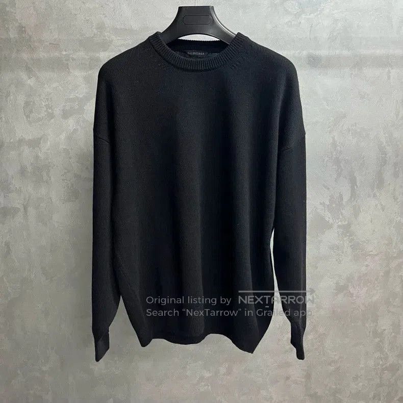 Balenciaga Black Logo Embroidered Sweater.