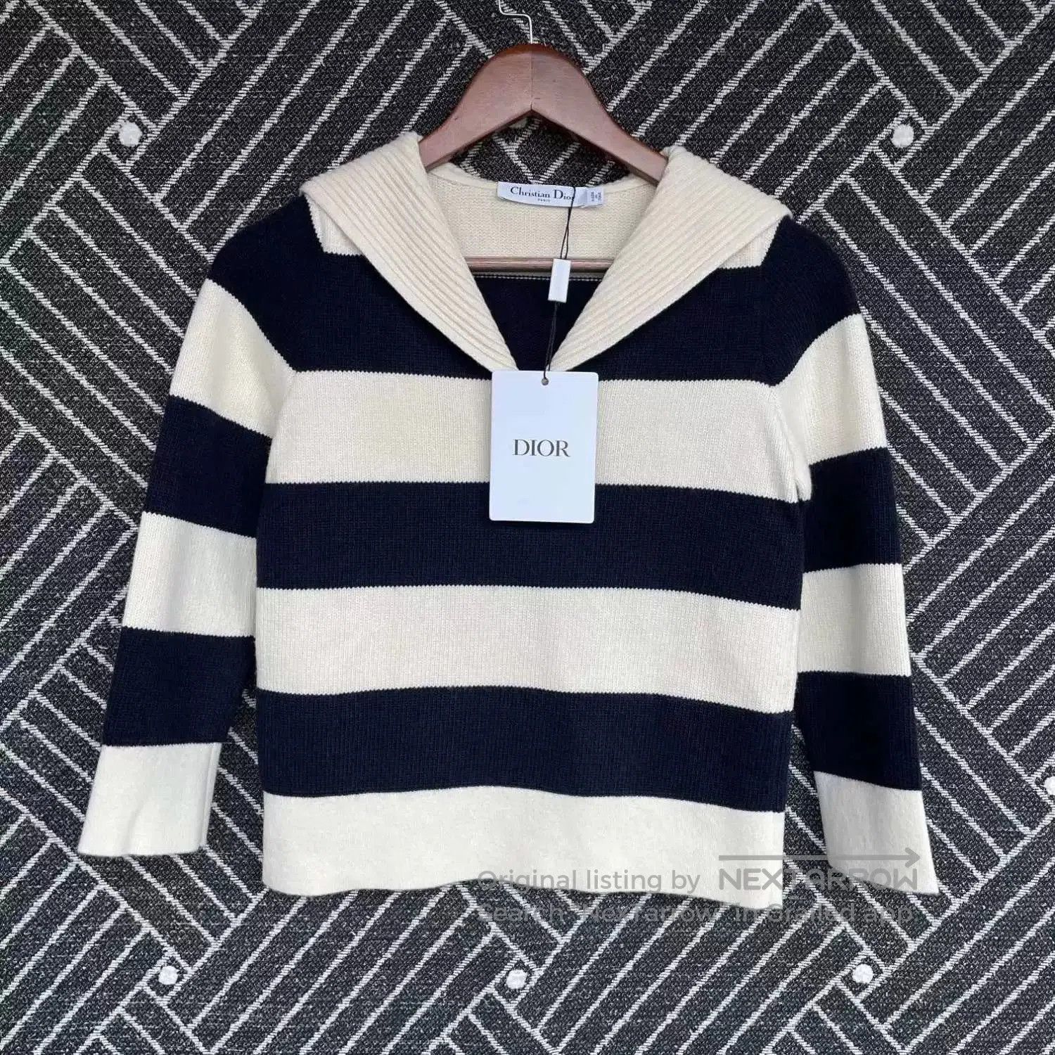 Dior beige striped knit pullover sweater. Size M / US 6-8 / IT 42-44 - 2 Thumbnail