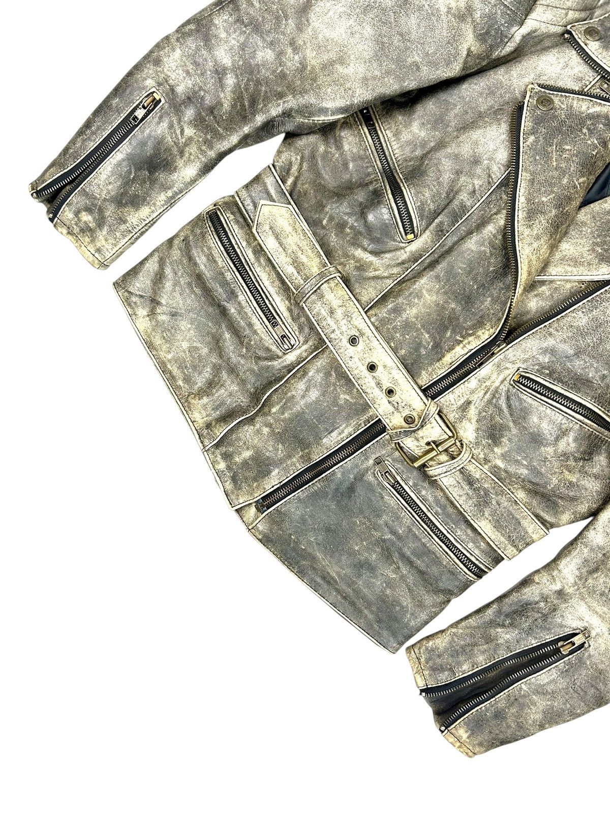 Genuine Leather Vintage Faded Leather Jacket Grunge Biker Moto Harley Style Size XS / US 0-2 / IT 36-38 - 5 Thumbnail