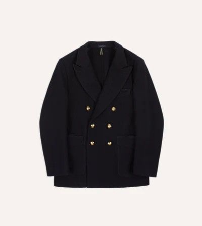 Pre-owned Drake's Navy Melton Wool Games Blazer Mkiii Size 36