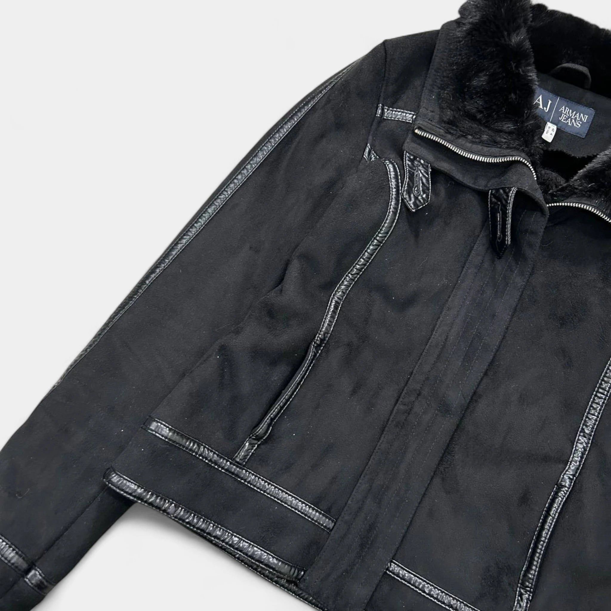 Armani Dolce & Gabbana Denim Fitted Brown Sherpa Collar Jacket Size S / US 4 / IT 40 - 2 Thumbnail