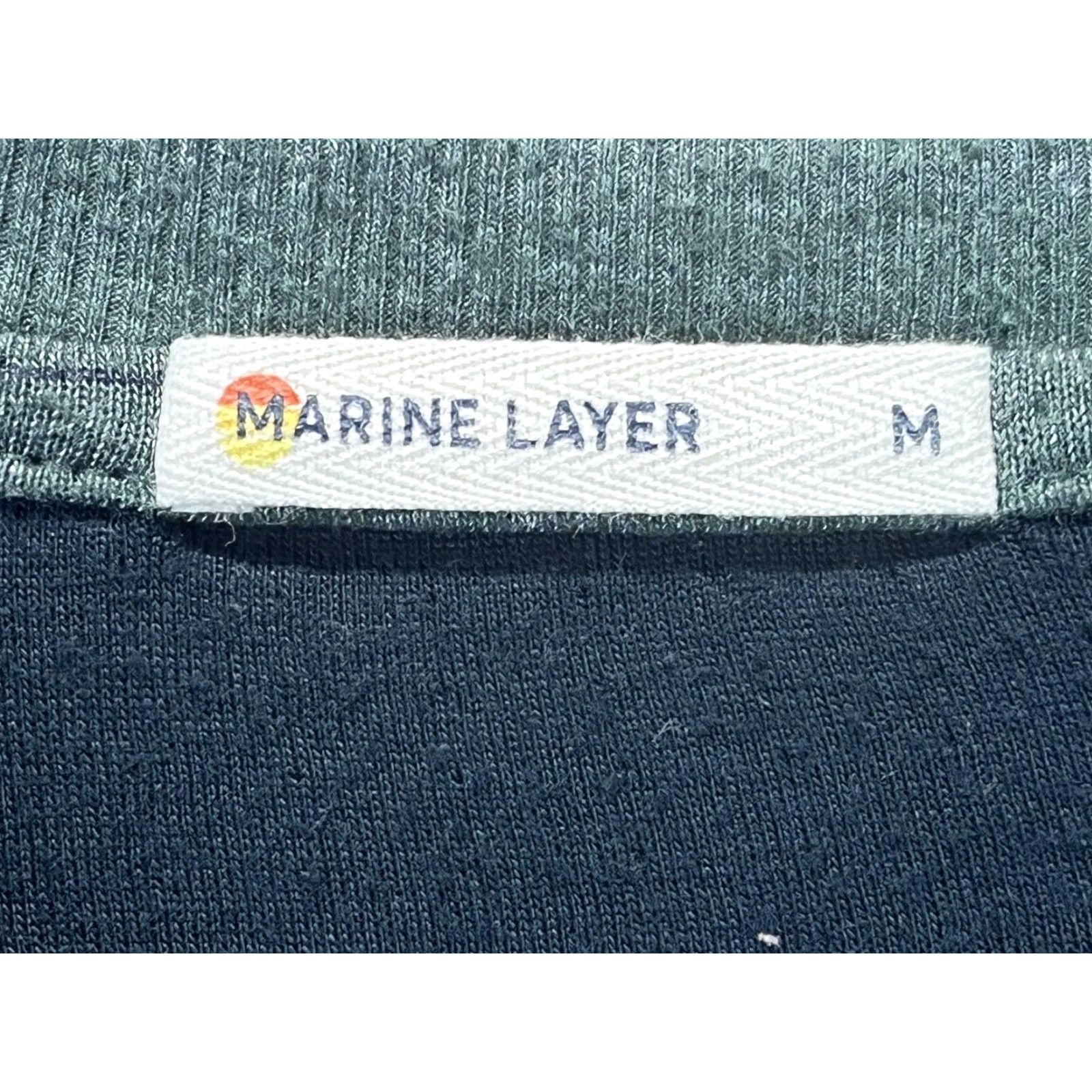 Marine Layer Marine Layer Henley Shirt Mens Medium Green Long Sleeve Striped Pullover Button-Up Size US M / EU 48-50 / 2 - 4 Thumbnail