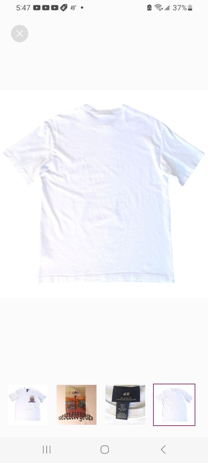 H&M H & M RESTLESS YOUTH, S(Relaxed-Fit), White. Size US S / EU 44-46 / 1 - 4 Thumbnail