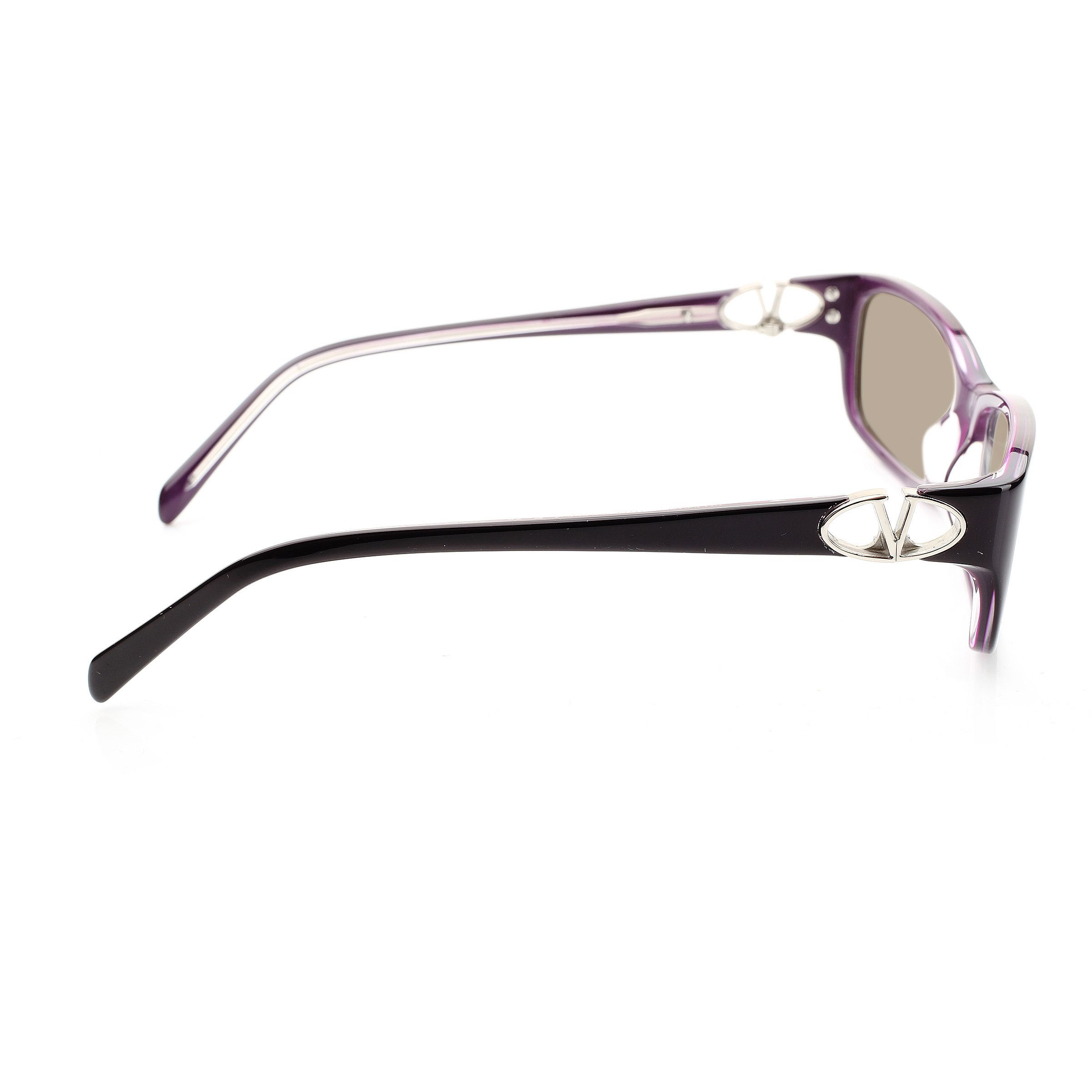 Valentino Valentino '00s Signature Dark Purple Plastic Sunglasses Size ONE SIZE - 3 Thumbnail