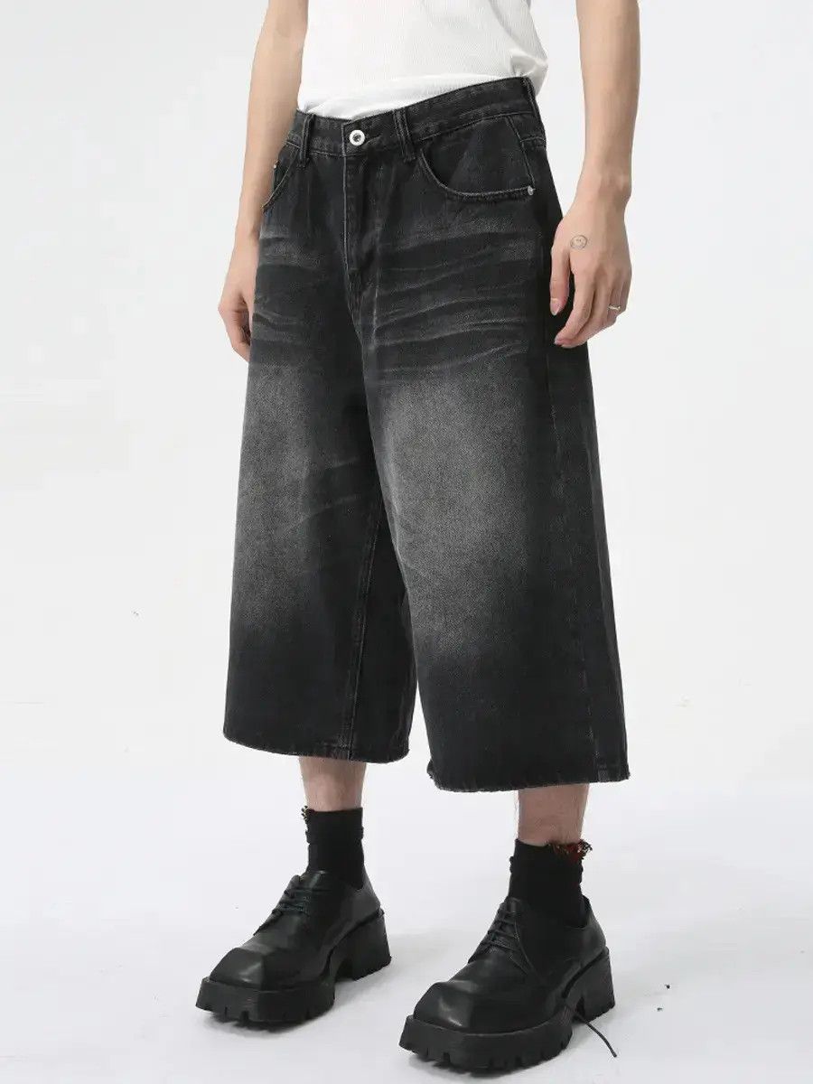 Japanese Brand Retro high street horn wide leg denim shorts Size US 32 / EU 48 - 3 Thumbnail