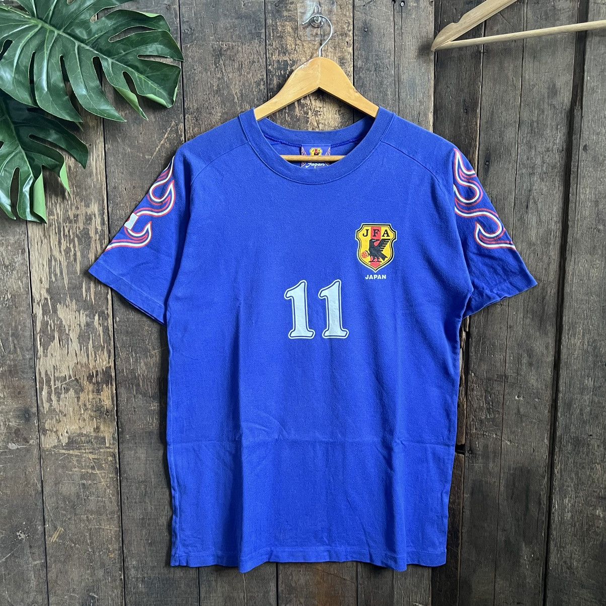 image of Vintage Japan Football Association (Jfa) 1996 Kazu Tshirt in Blue, Men's (Size Medium)