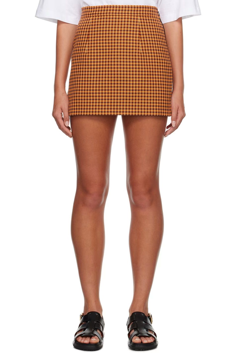 Marni MARNI orange houndstooth mini tweed skirt Size 6 US / 42 IT Size 28" / US 6 / IT 42 - 3 Thumbnail