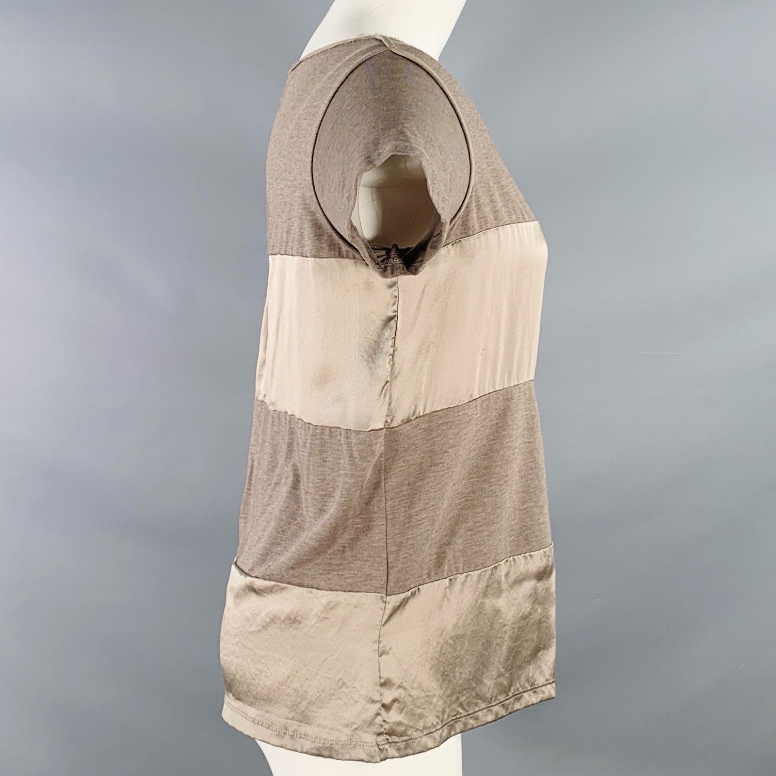 Max Mara MAX MARA Size S Brown Cotton Blend Short Sleeve Casual Top Size S / US 4 / IT 40 - 2 Thumbnail