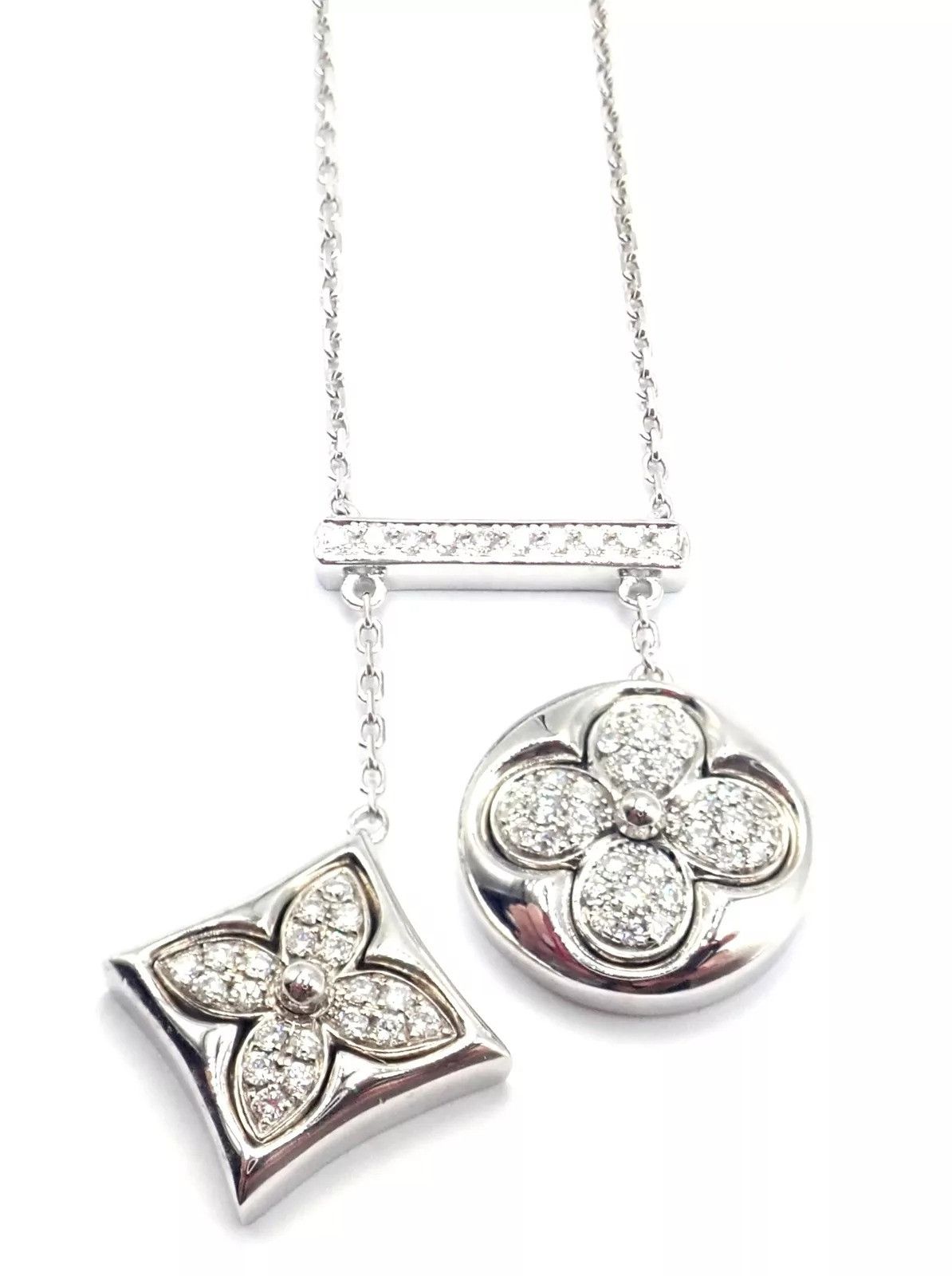 Louis Vuitton Louis Vuitton 18k White Gold Diamond Link Pendant Necklace Size ONE SIZE - 10 Thumbnail