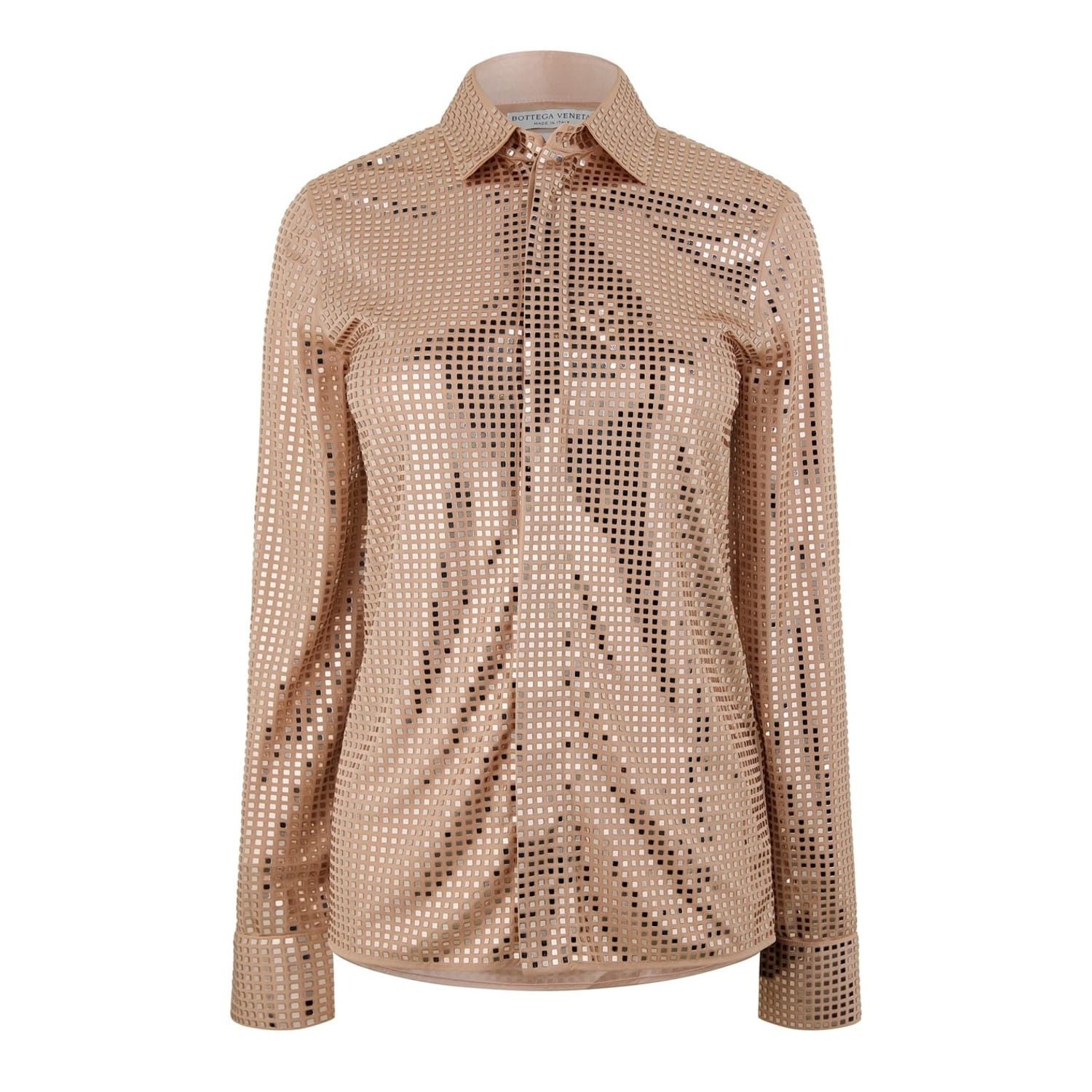 Bottega Veneta Bottega Veneta Long Sleeve Regular Fit Shirt in Beige Size XS / US 0-2 / IT 36-38 - 1 Thumbnail