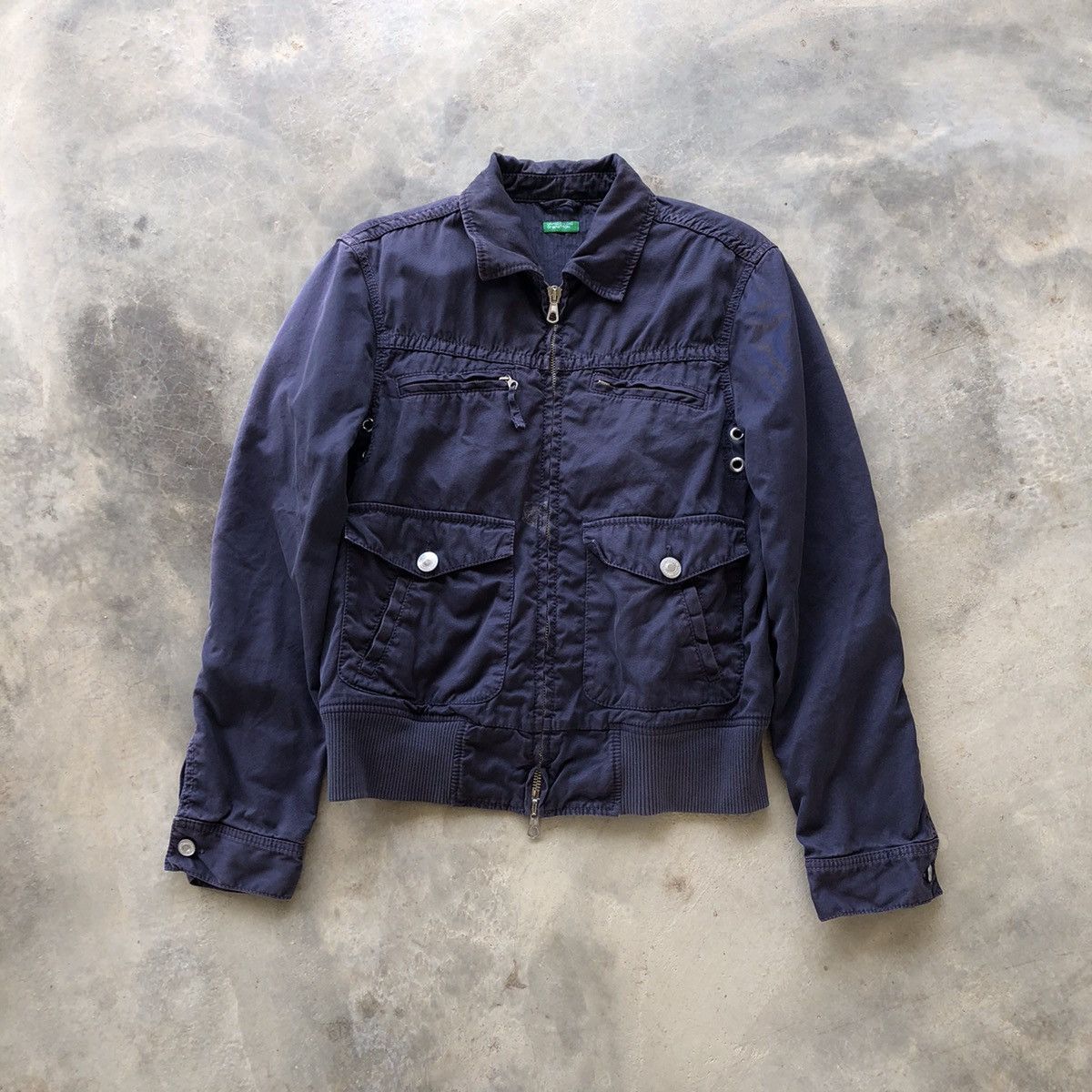 image of Benetton x United Colors Of Benetton Multipocket Bomber Jacket in Navy, Men's (Size Medium)