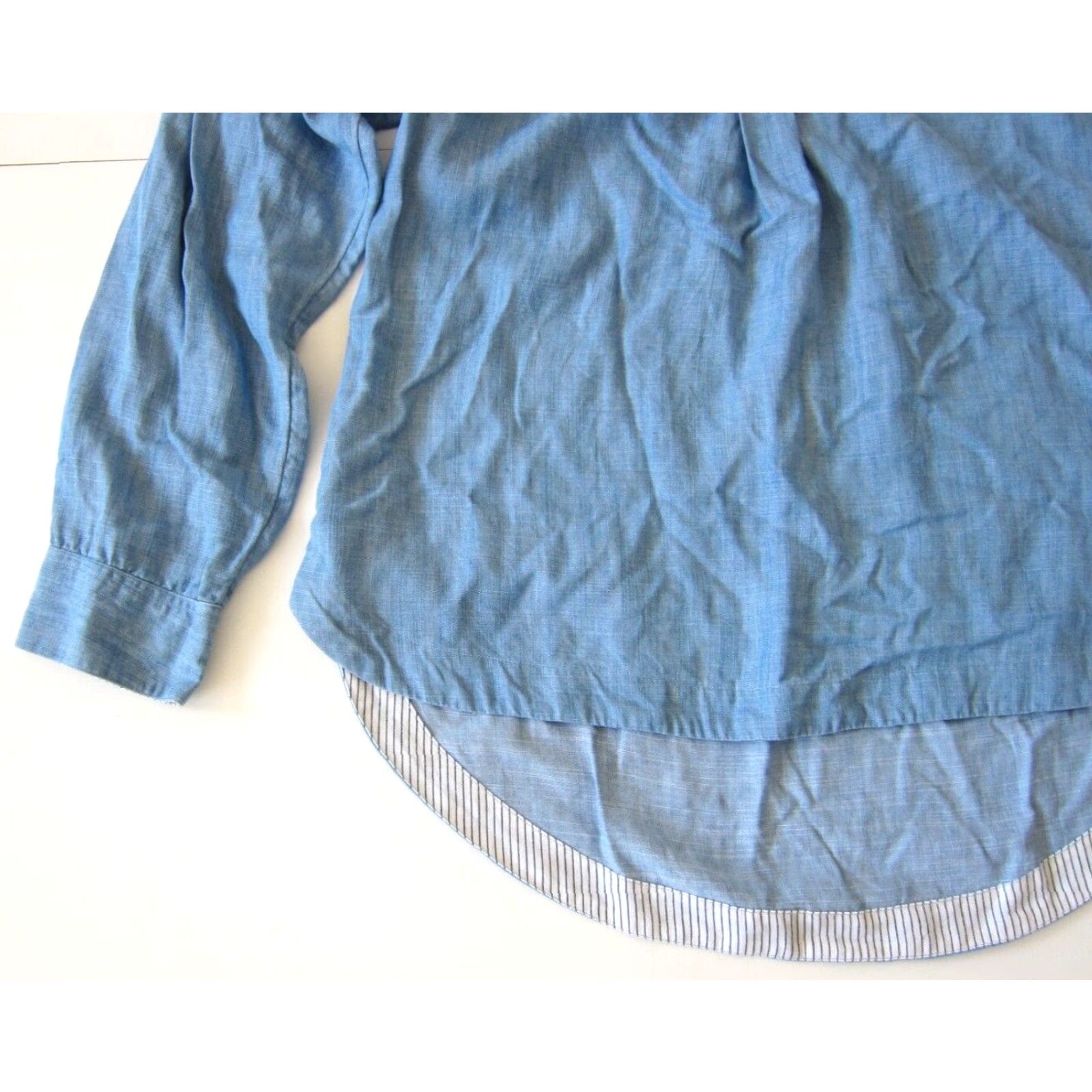 Soft Surroundings Soft Surroundings 100% Tencel Blue Denim Long Sleeve Collared Tunic Blouse PXS Size XS / US 0-2 / IT 36-38 - 8 Thumbnail