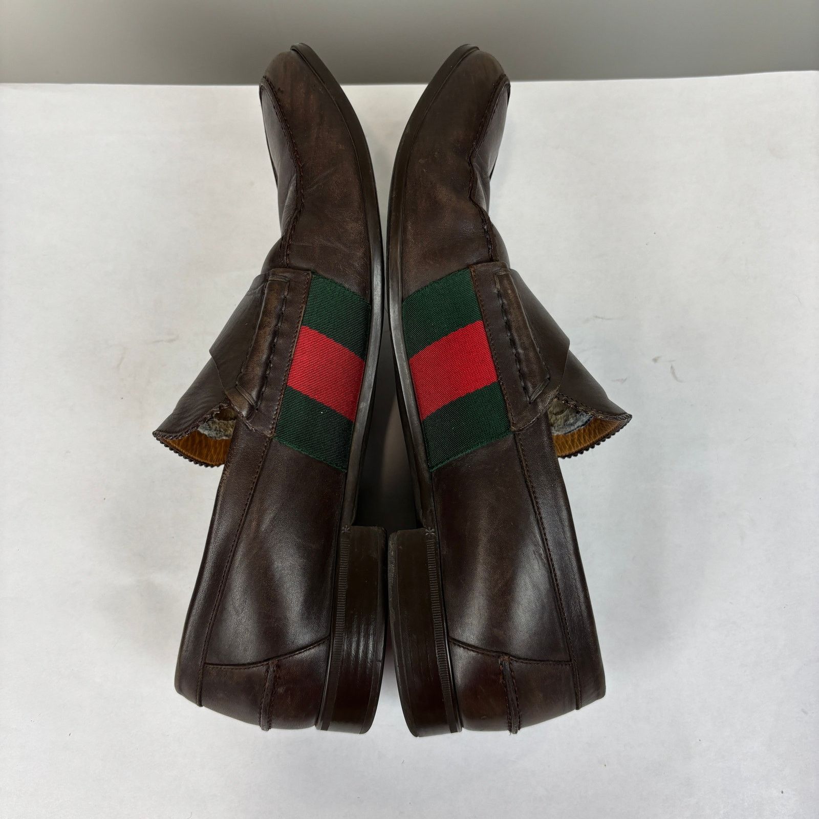 Gucci Gucci Brown Leather Web Slip On Loafers Men's 9 Size US 9 / EU 42 - 7 Thumbnail