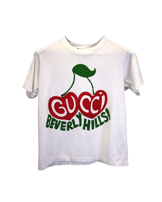 Gucci Gucci Beverly Hills Cherry Print T-shirt in White Cotton | Grailed
