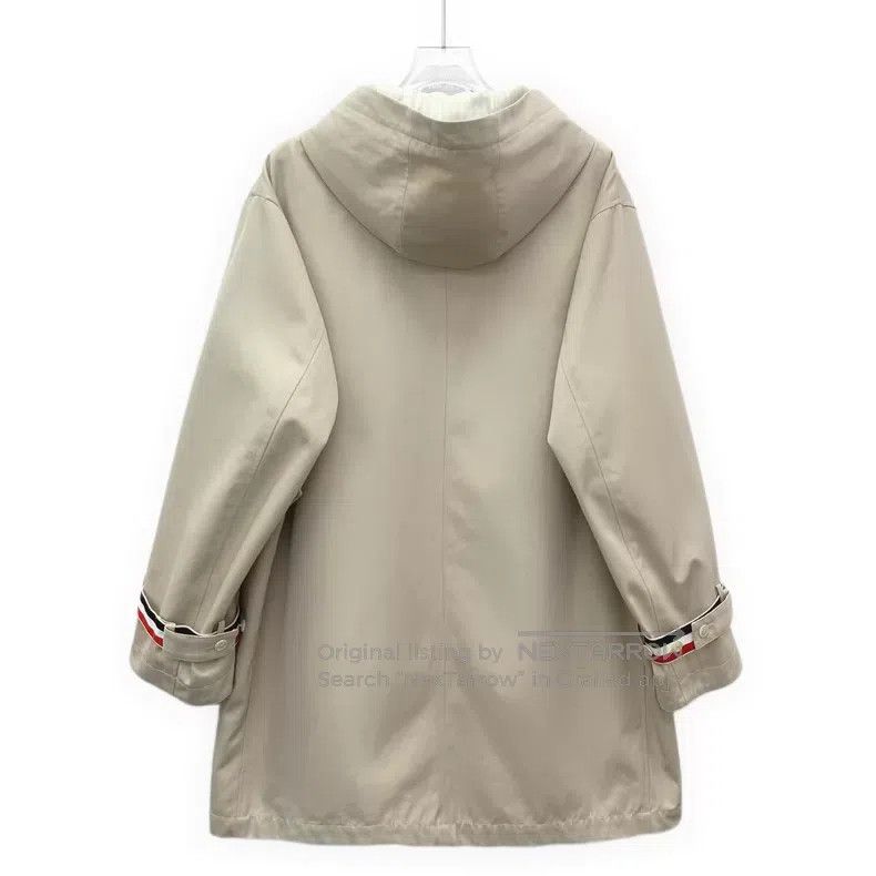 Thom Browne Thom Browne Khaki Striped Sleeve Patch Hooded Long Sleeve Size XS / US 0-2 / IT 36-38 - 2 Thumbnail