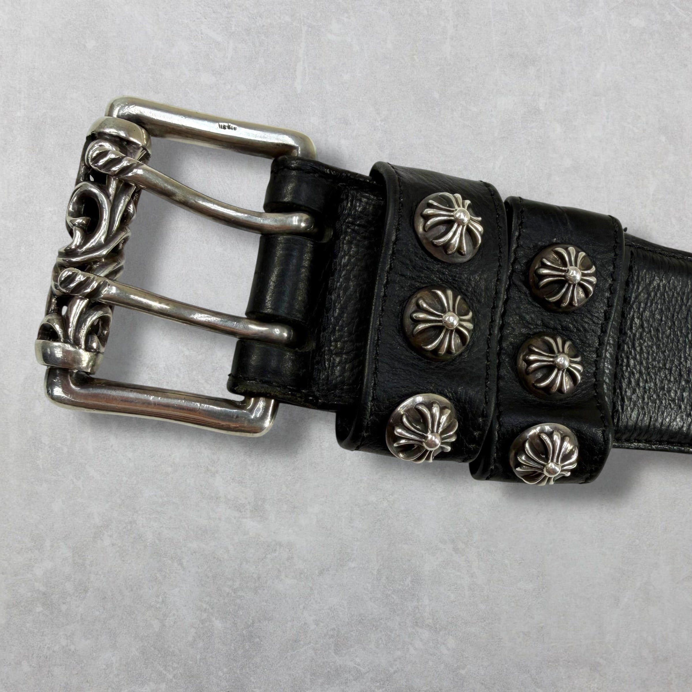 Chrome Hearts Chrome Hearts Black Double Pin Roller Belt 38 Size 38 - 3 Thumbnail